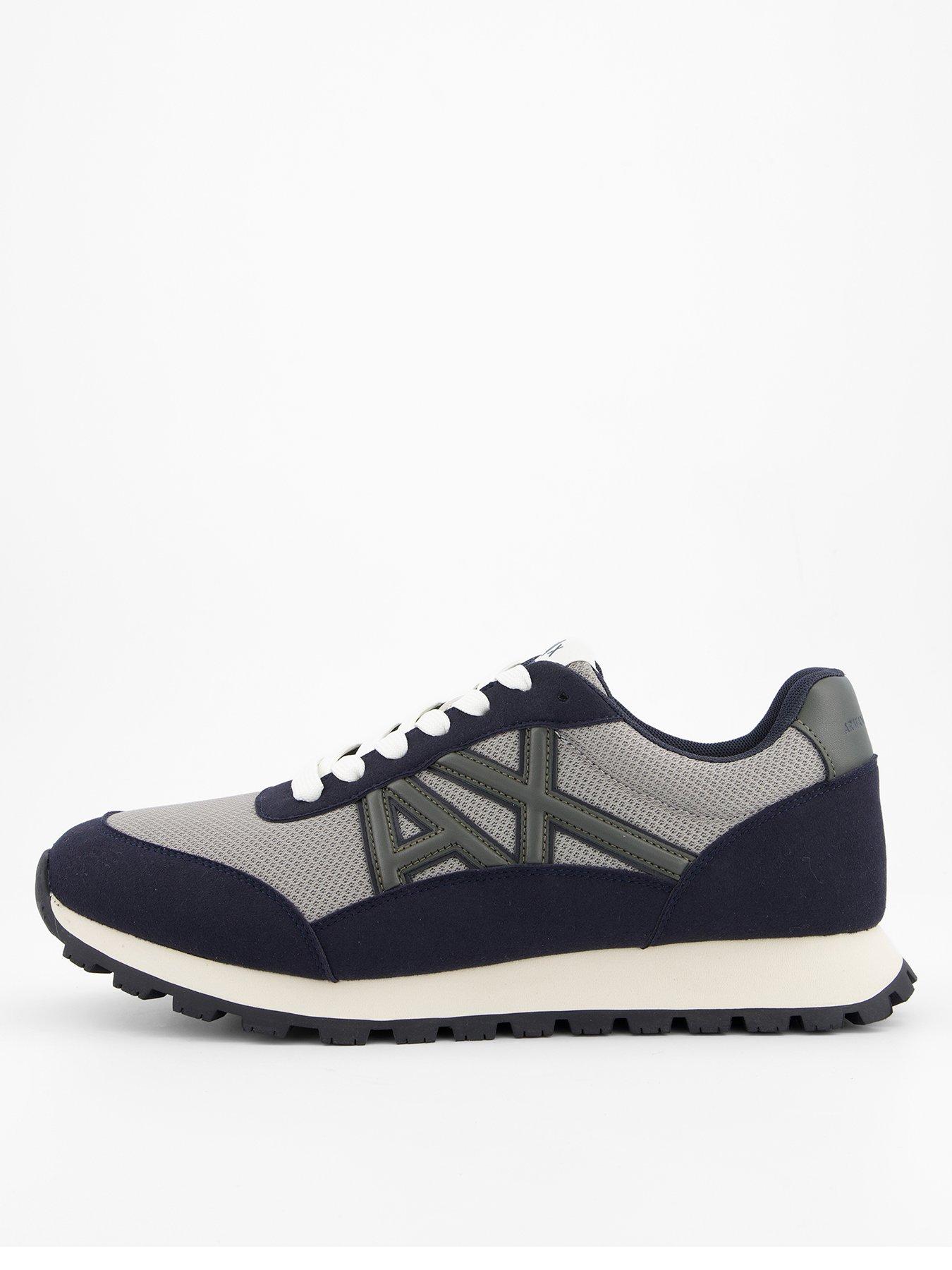 undefined Drop Logo Suede Runner Trainers - Green/Blue