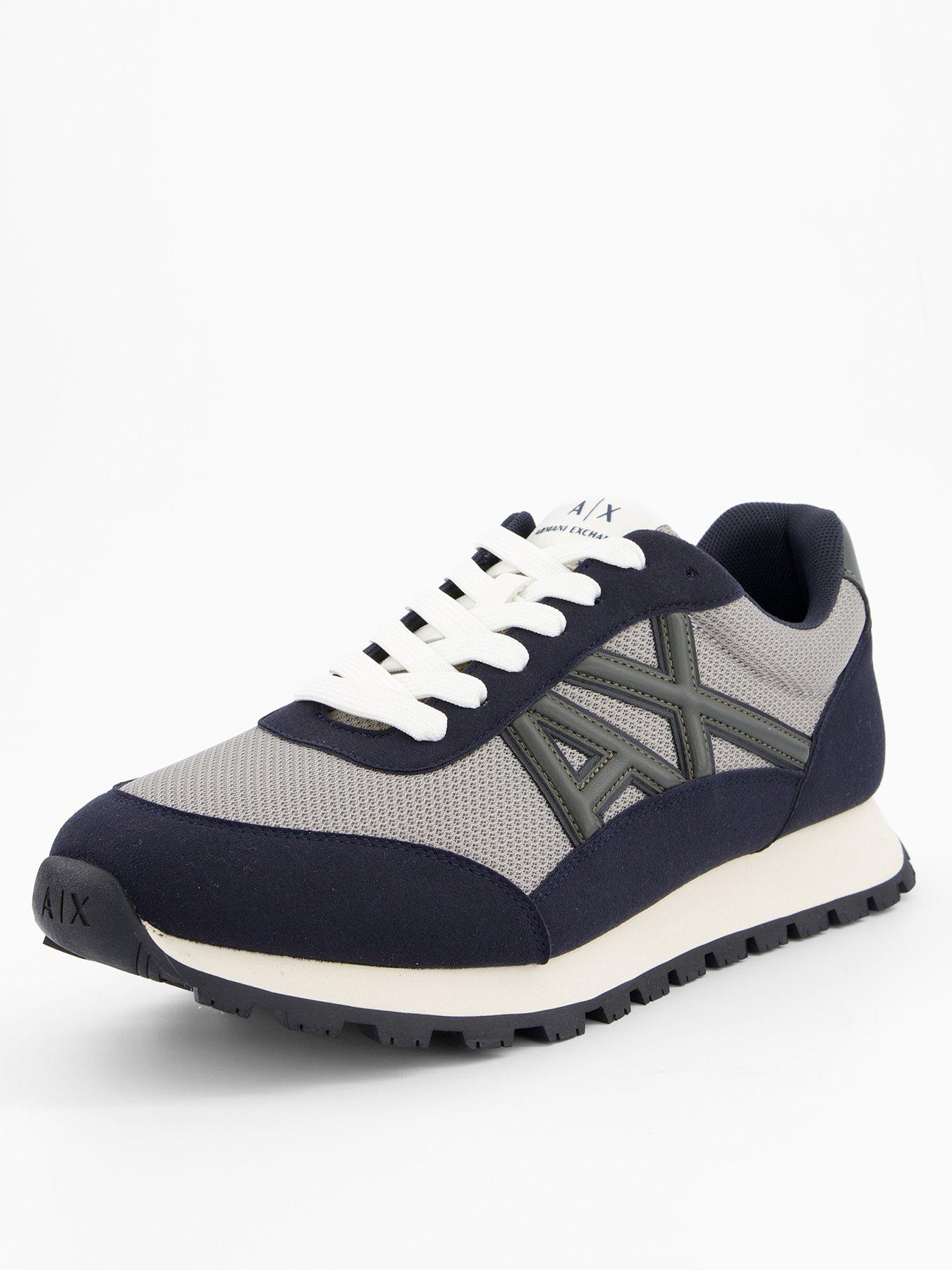 Image 2 of 7 of Armani Exchange Drop Logo Suede Runner Trainers - Green/Blue