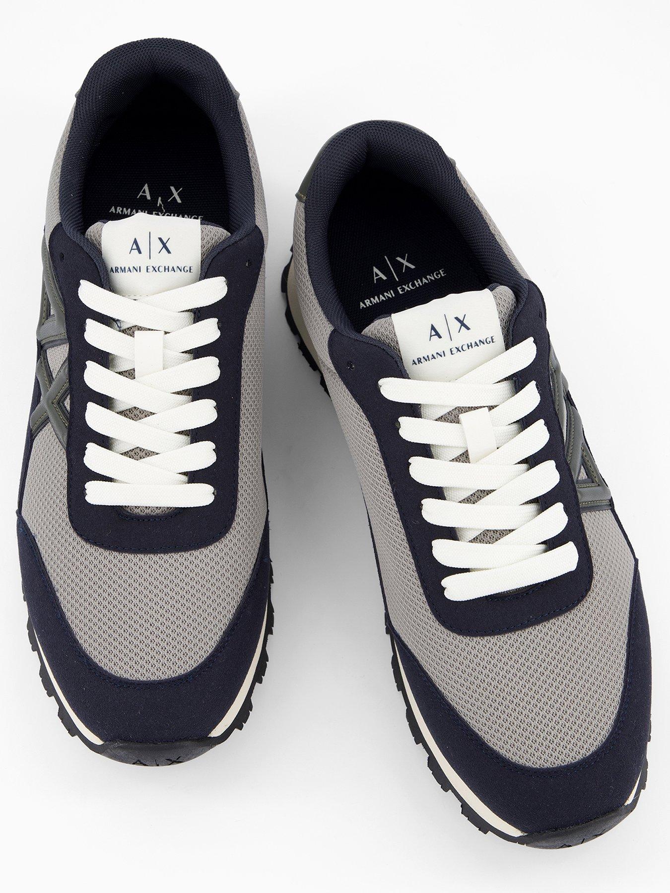 Image 3 of 7 of Armani Exchange Drop Logo Suede Runner Trainers - Green/Blue