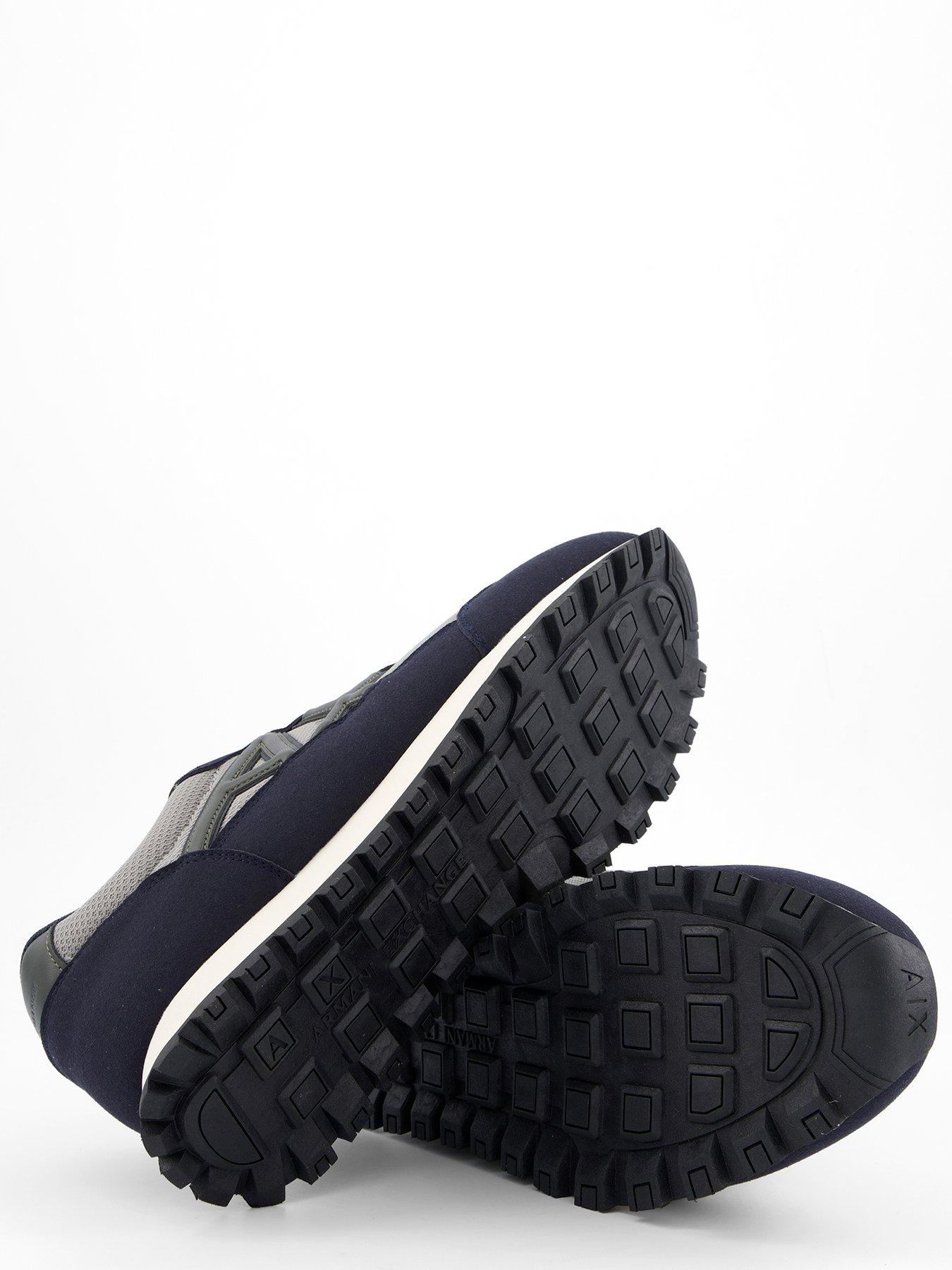 Image 4 of 7 of Armani Exchange Drop Logo Suede Runner Trainers - Green/Blue