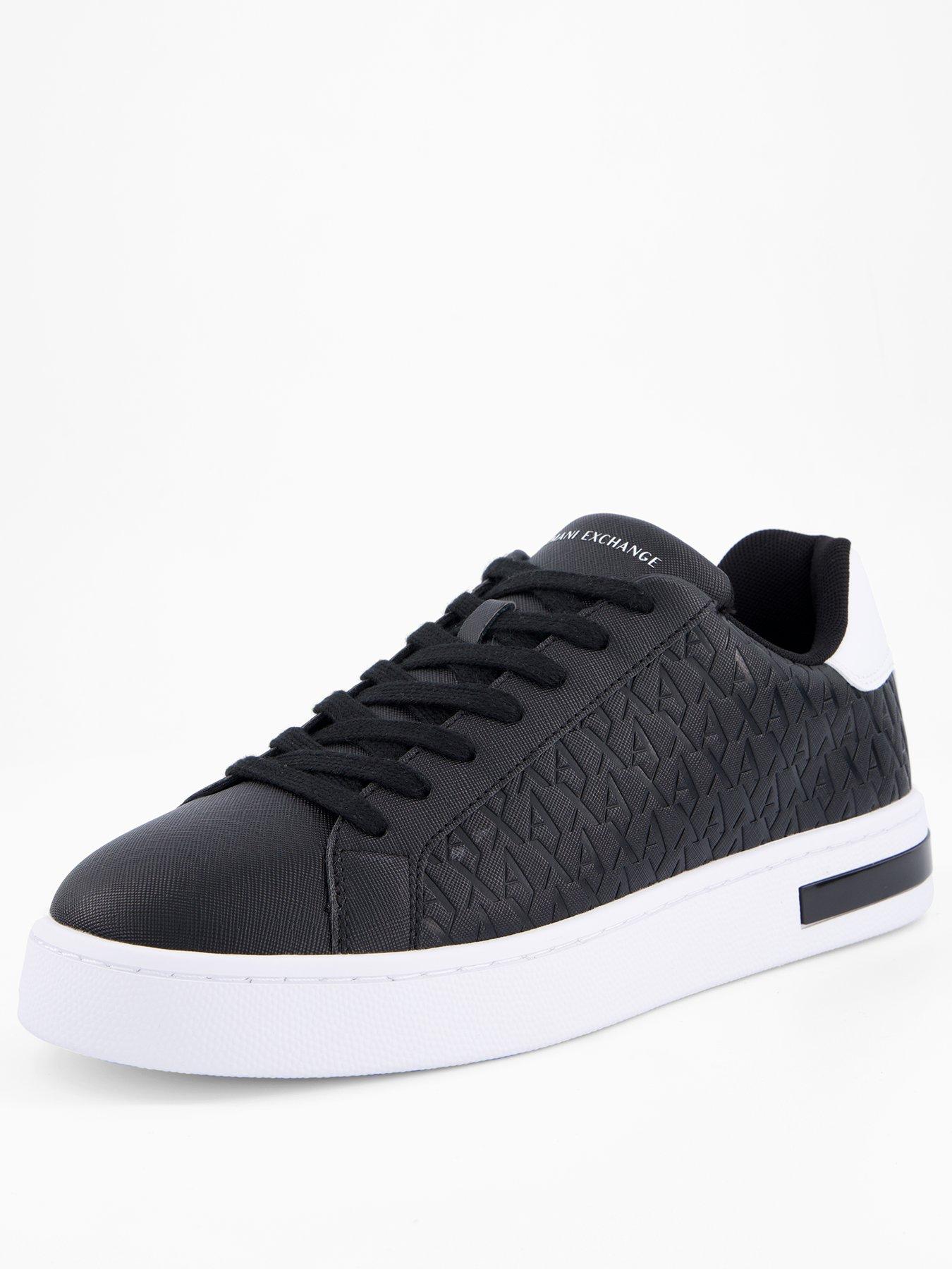 Image 2 of 7 of Armani Exchange Monogram Pu Trainers - Black