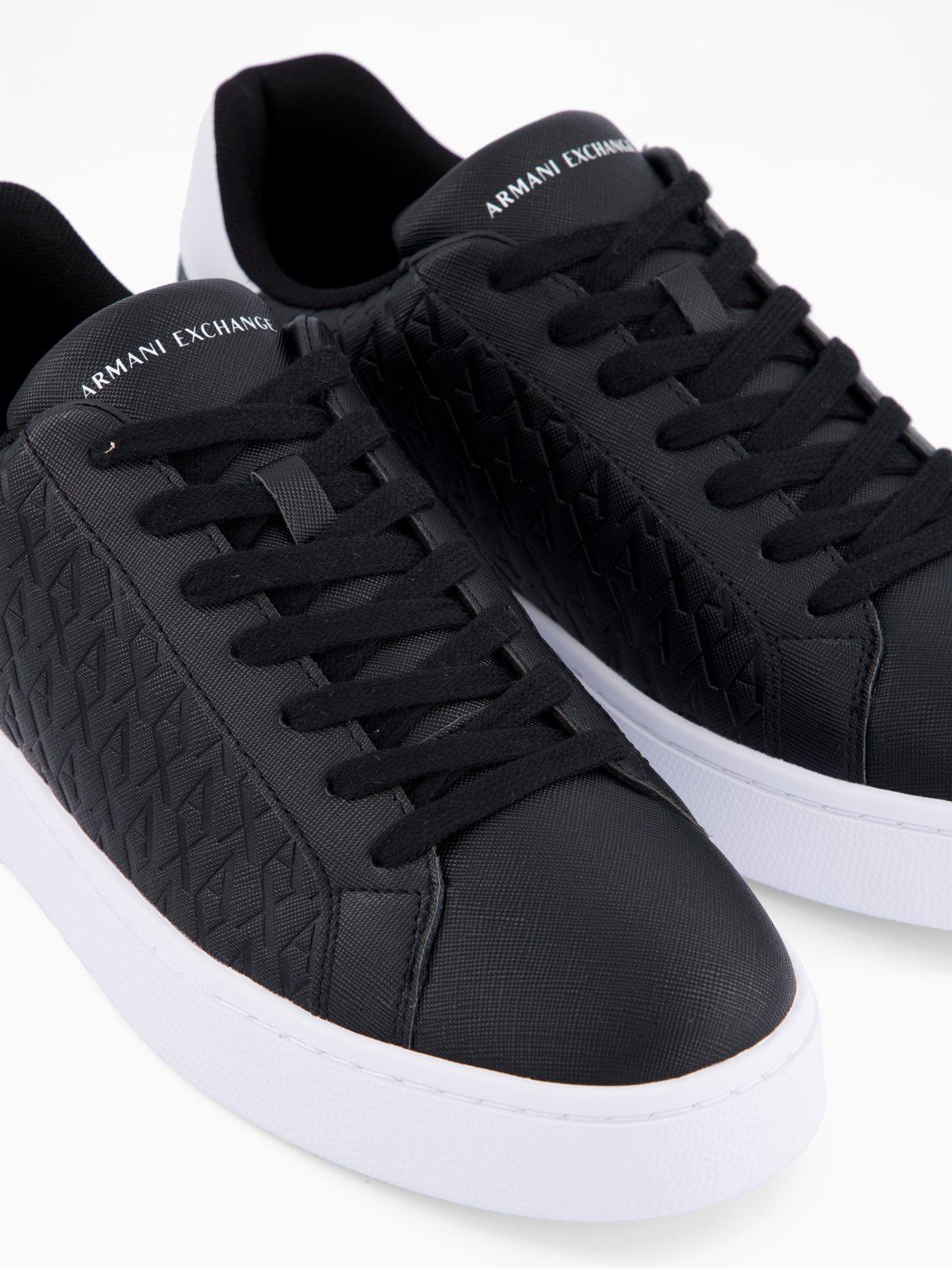 Image 5 of 7 of Armani Exchange Monogram Pu Trainers - Black