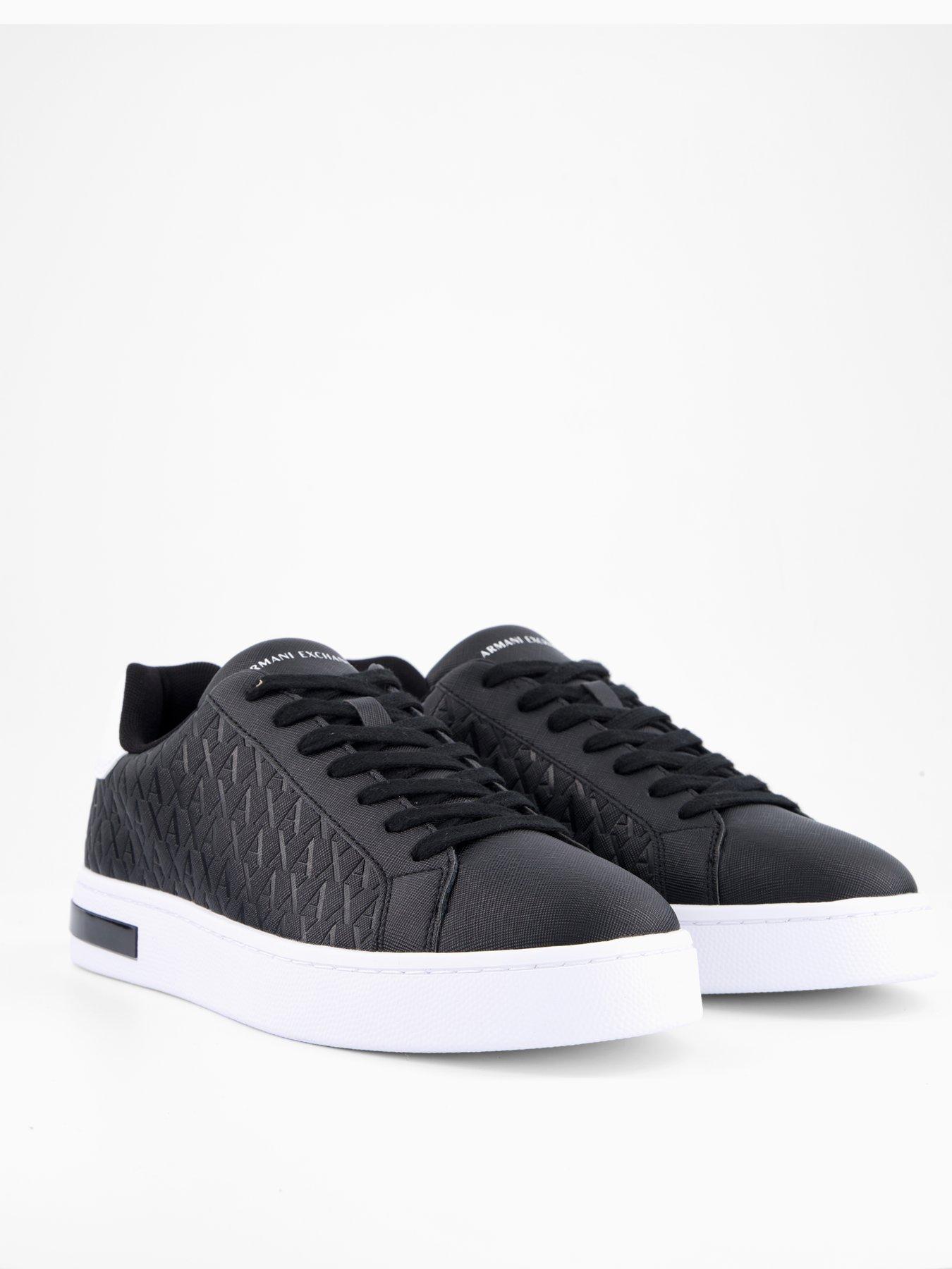 Image 6 of 7 of Armani Exchange Monogram Pu Trainers - Black