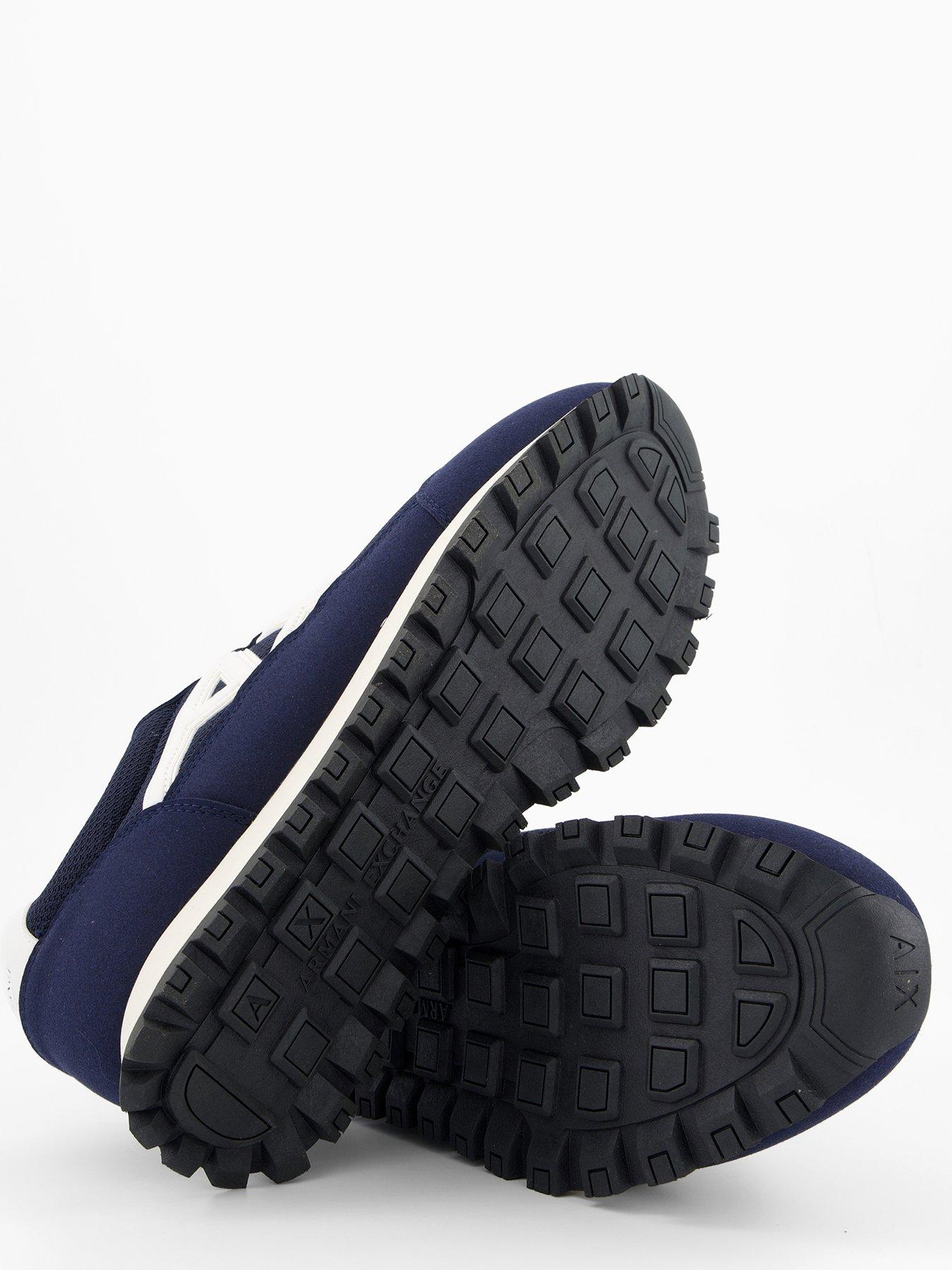 Image 4 of 7 of Armani Exchange Drop Logo Suede Runner Trainers - Navy