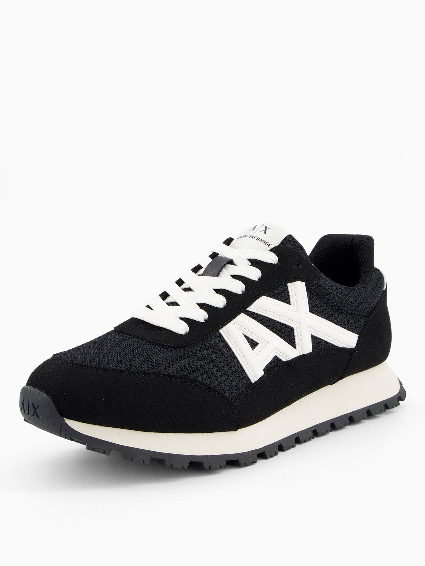 Image 2 of 7 of Armani Exchange Drop Logo Suede Runner Trainers - Black