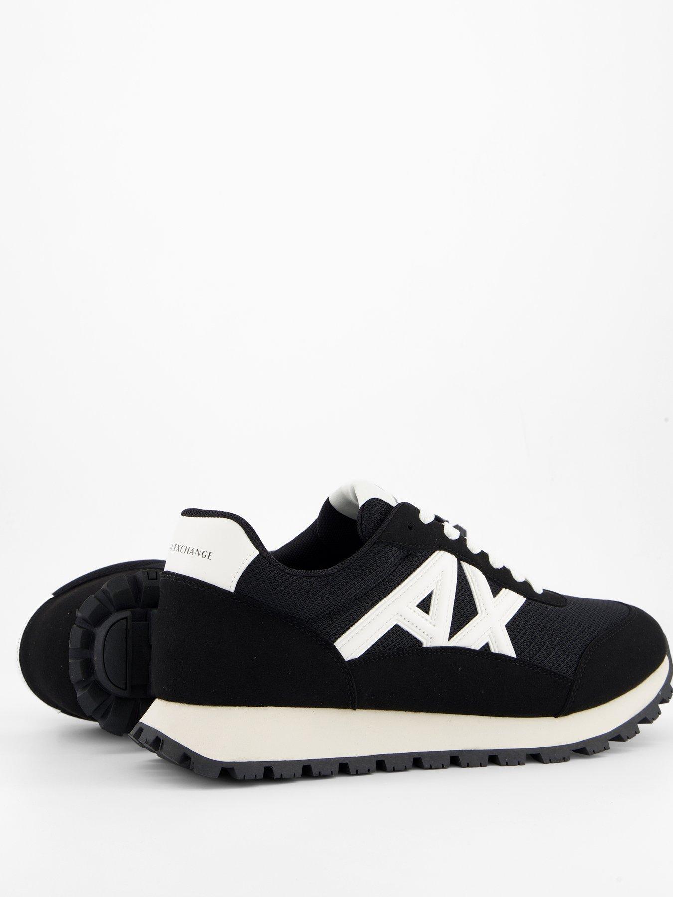 Image 6 of 7 of Armani Exchange Drop Logo Suede Runner Trainers - Black