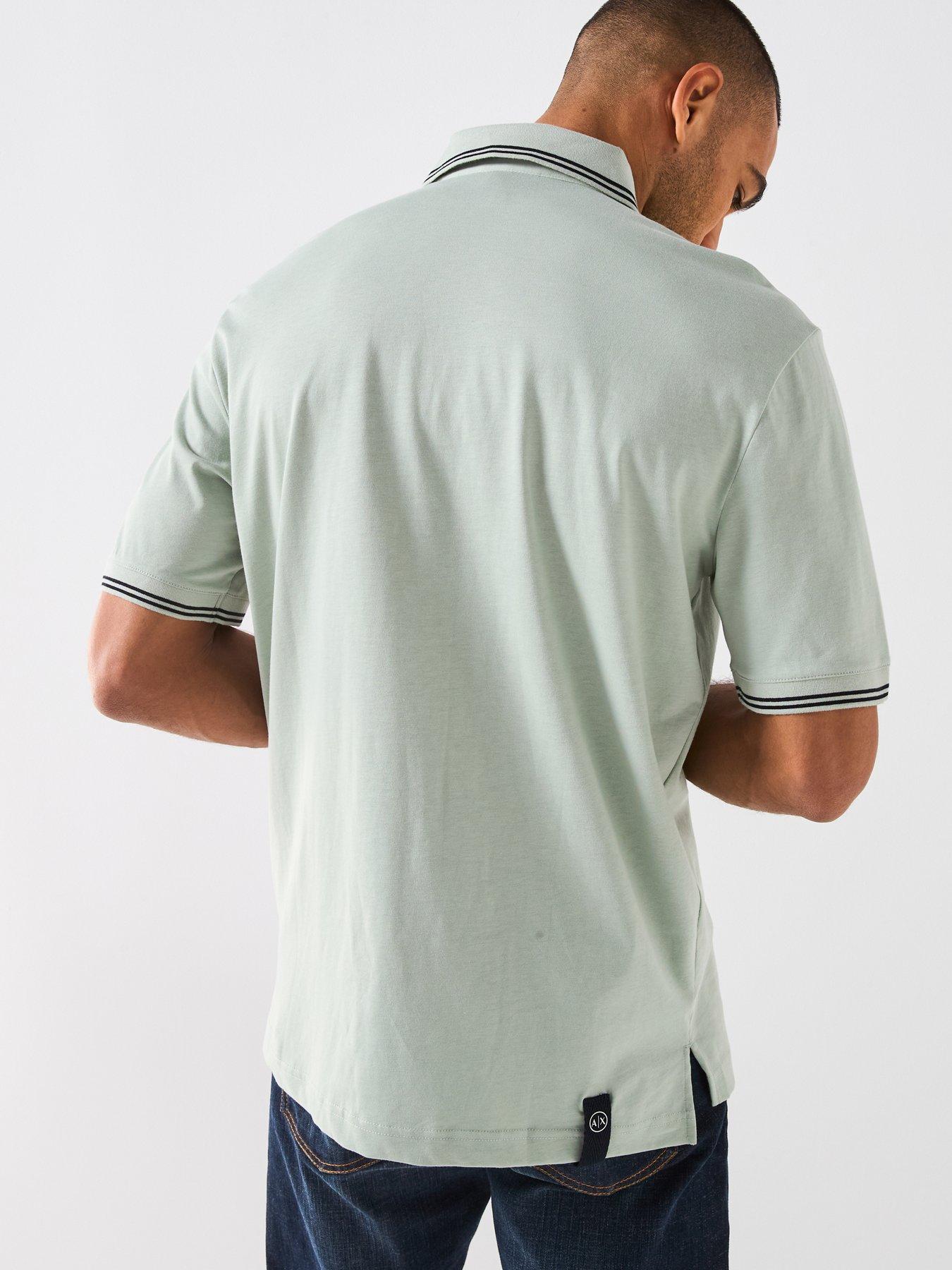 Image 2 of 6 of Armani Exchange Interlock Short Sleeve Tipped Polo Shirt - Light Green