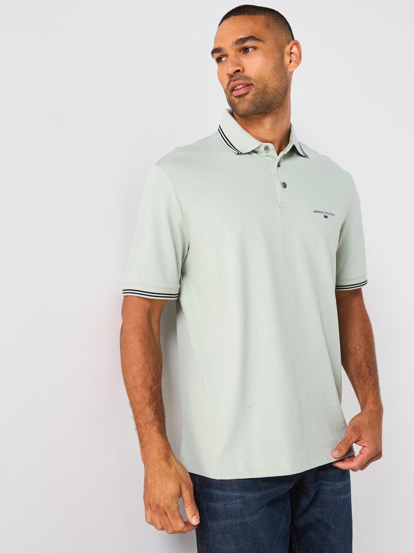 Image 6 of 6 of Armani Exchange Interlock Short Sleeve Tipped Polo Shirt - Light Green