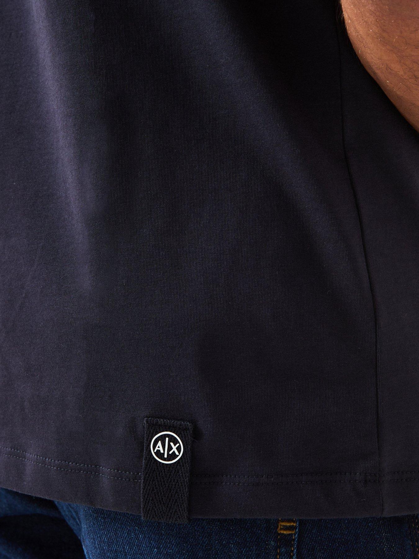 image of armani-exchange-striped-sleeve-logo-t-shirt-navy