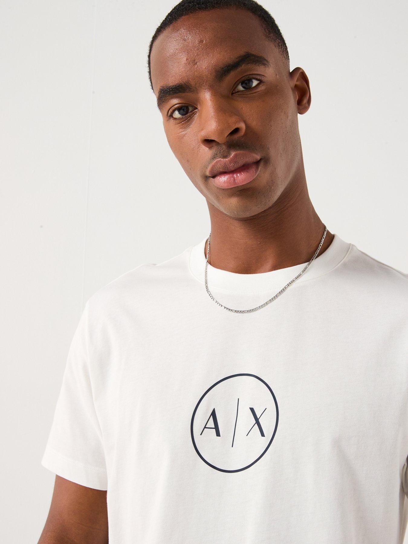 Image 4 of 6 of Armani Exchange Circle Ax Logo T-Shirt - Off White