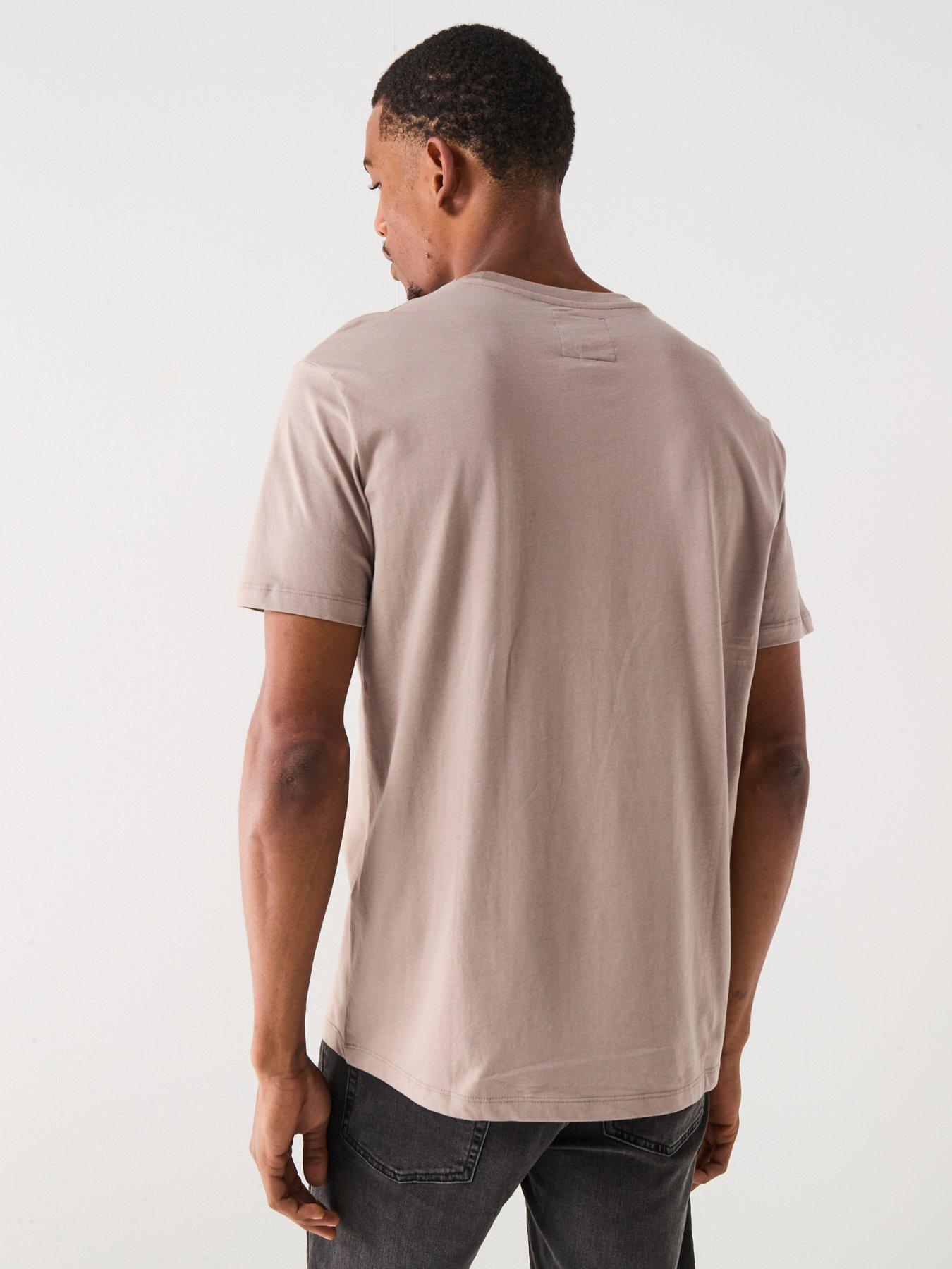 stillFront image of armani-exchange-icon-project-left-chest-logo-t-shirt-beige