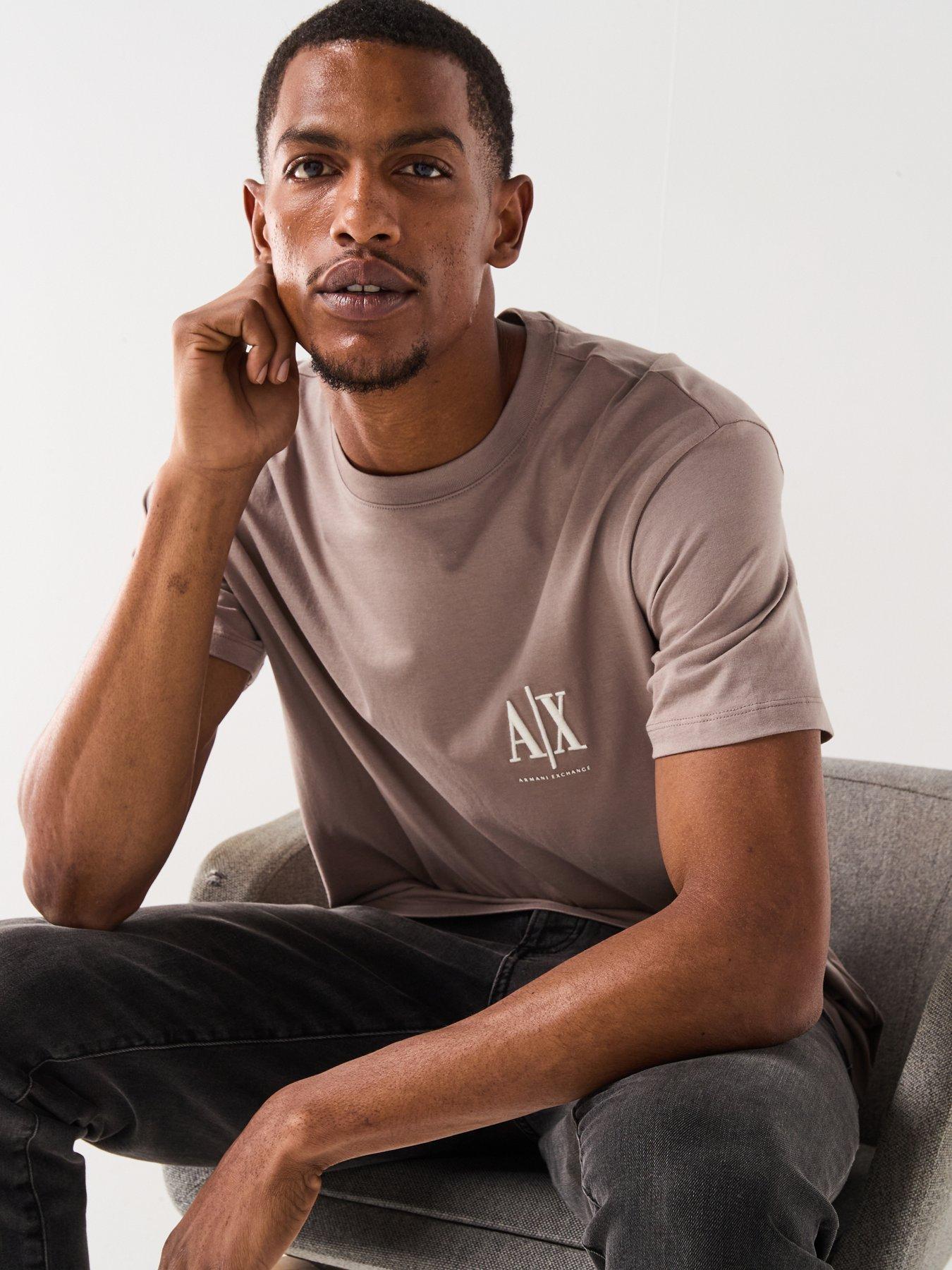  image of armani-exchange-icon-project-left-chest-logo-t-shirt-beige