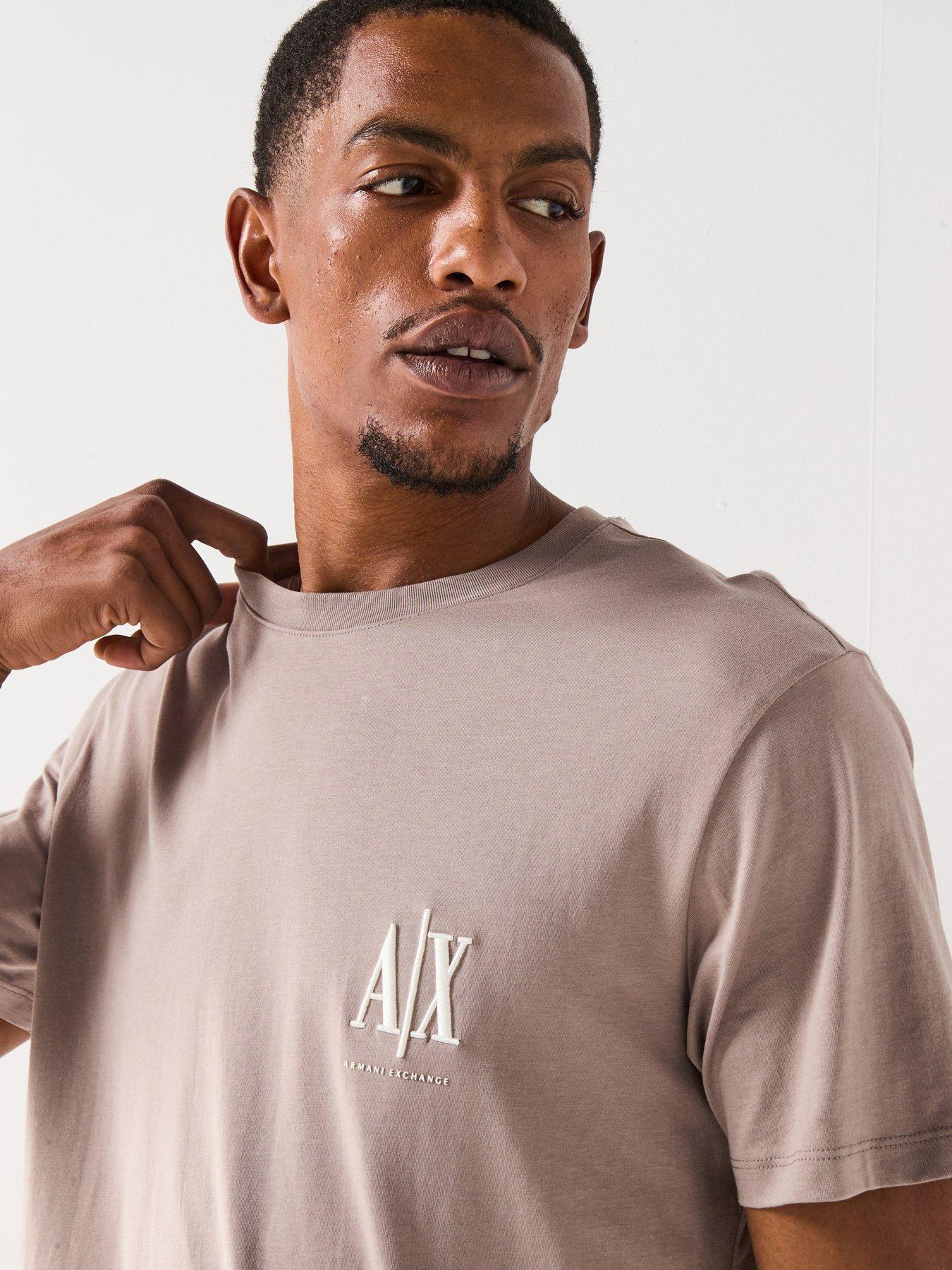  image of armani-exchange-icon-project-left-chest-logo-t-shirt-beige