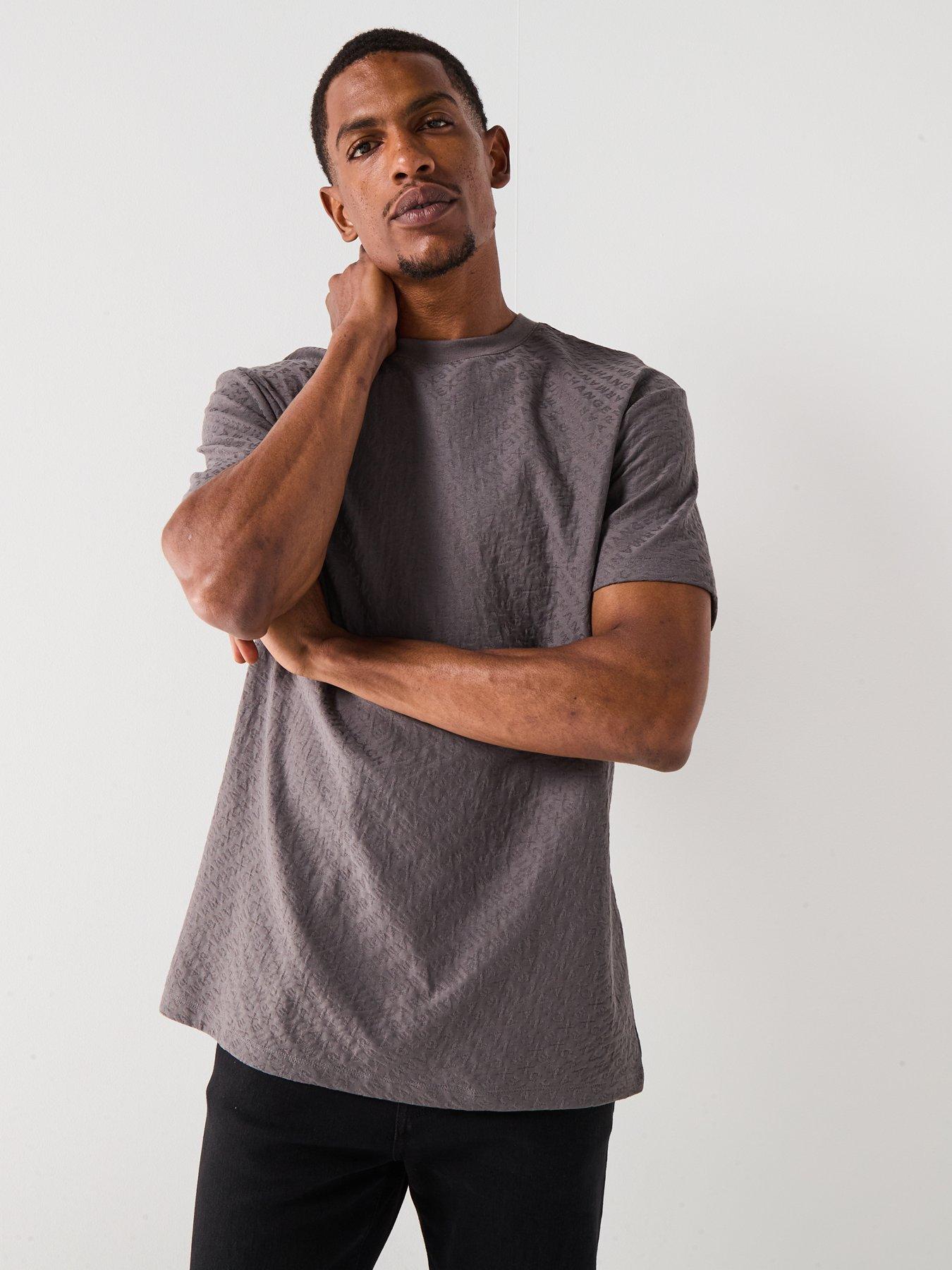 Image 4 of 6 of Armani Exchange All Over Jaquard Logo T-Shirt - Grey