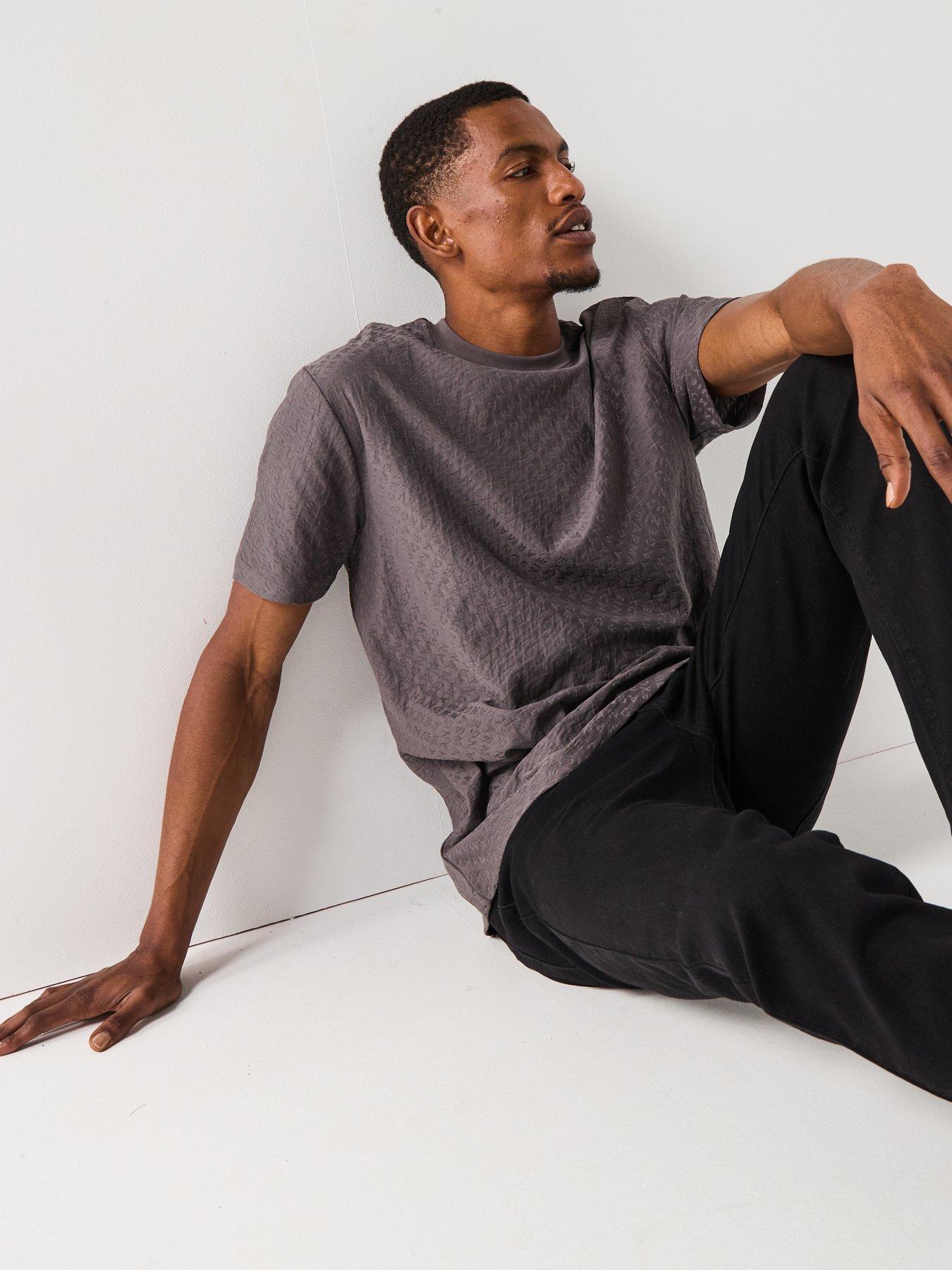 Image 5 of 6 of Armani Exchange All Over Jaquard Logo T-Shirt - Grey