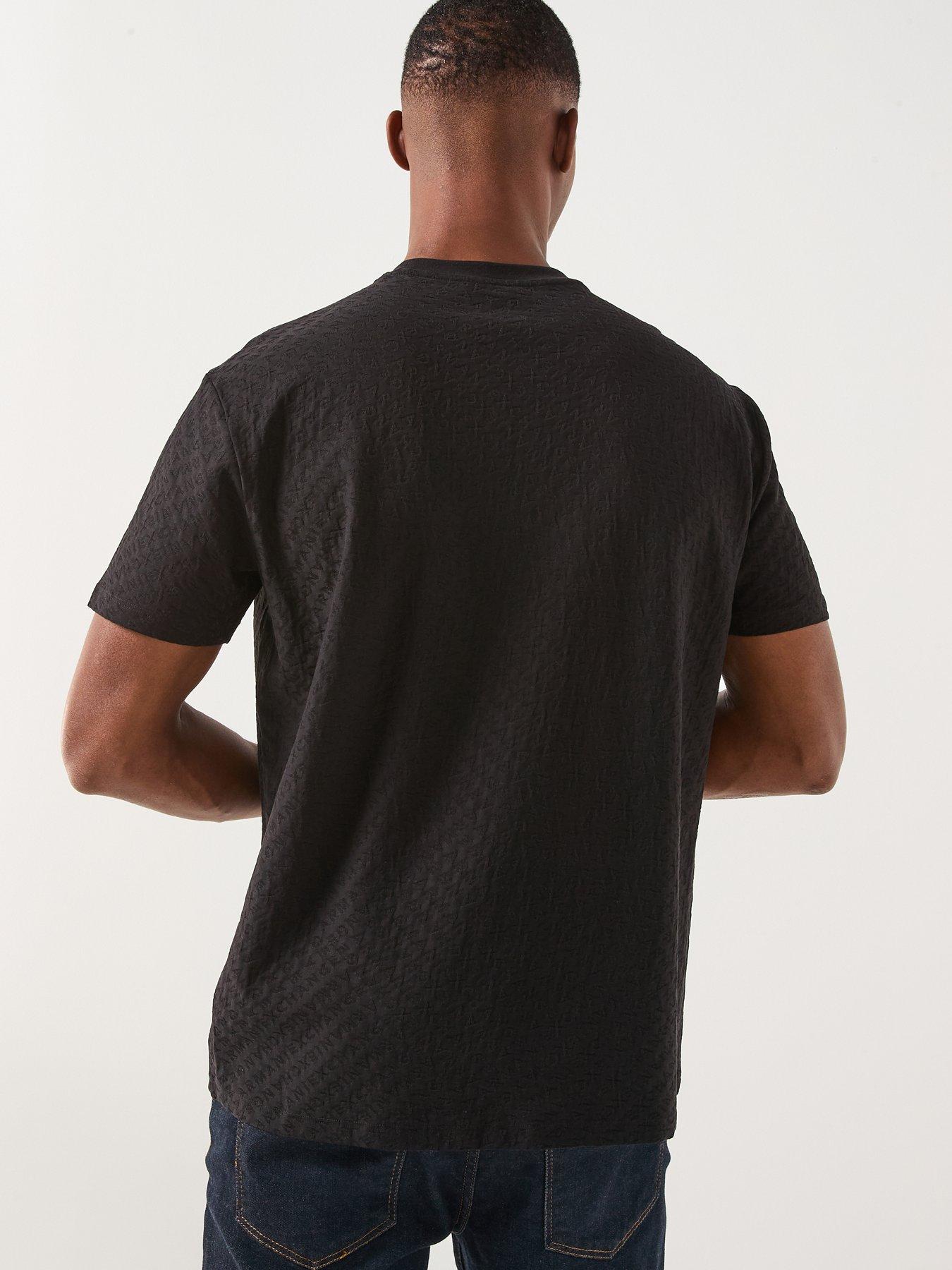 stillFront image of armani-exchange-all-over-jacquard-logo-t-shirt-black