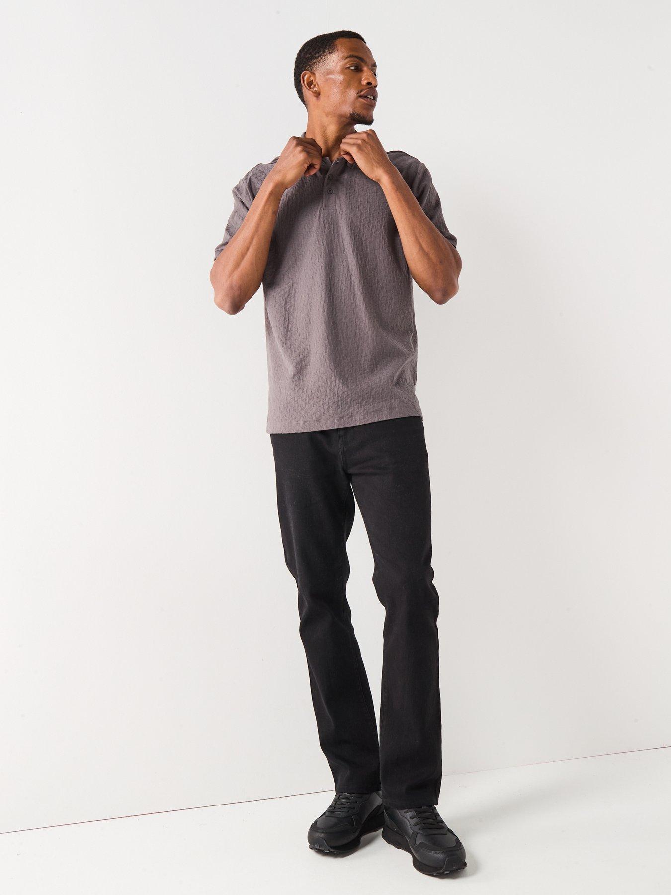 Image 3 of 4 of Armani Exchange Jacquard All Over Monogram Polo Shirt - Grey