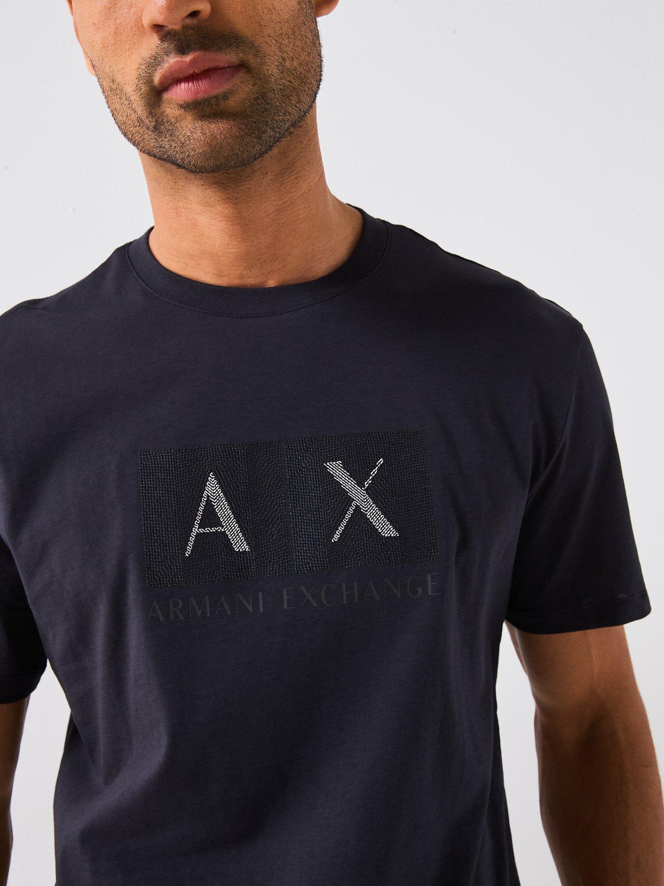  image of armani-exchange-embroidered-printed-t-shirt-navy