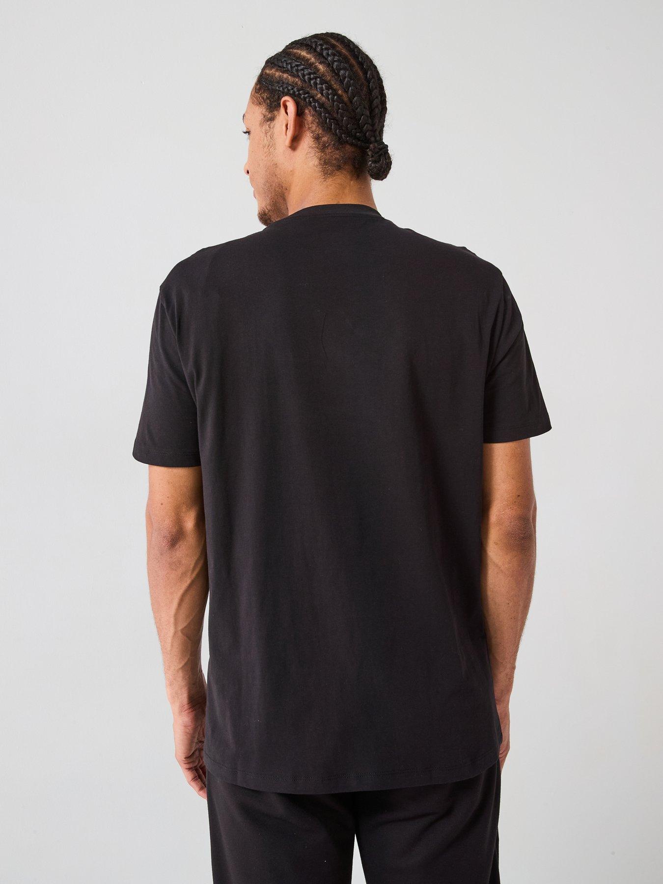 stillFront image of armani-exchange-gold-box-logo-t-shirt-black