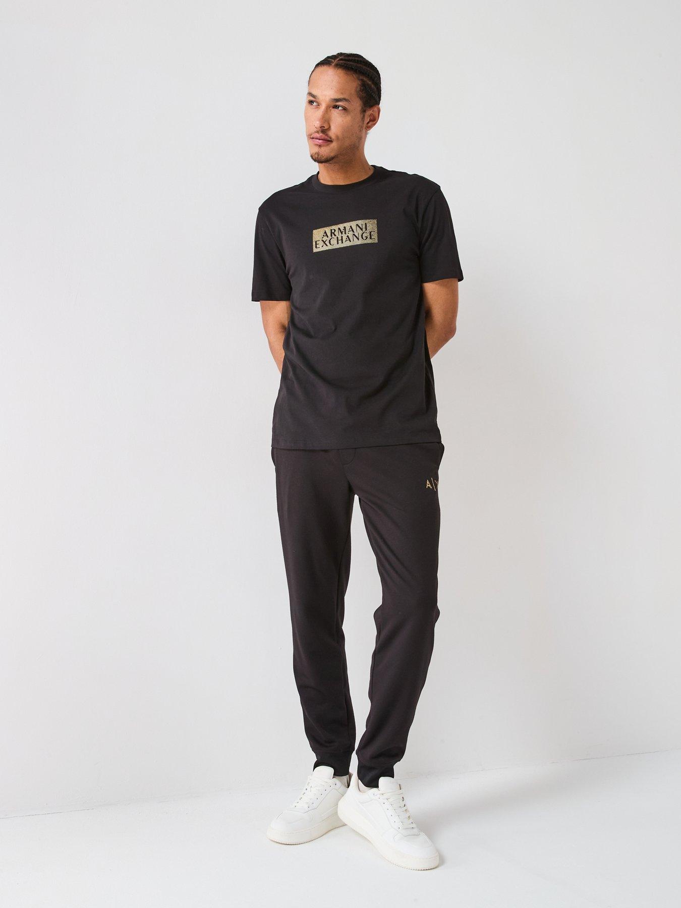  image of armani-exchange-gold-box-logo-t-shirt-black