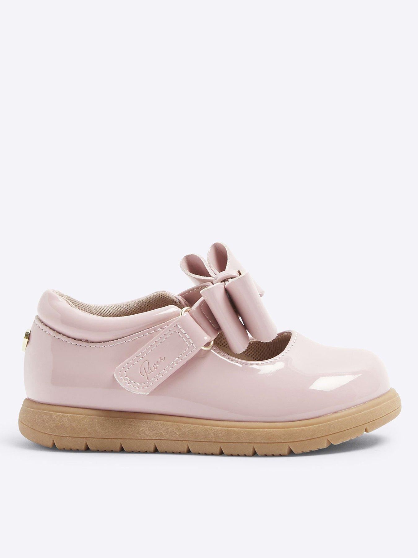 River Island Mini Girls Patent Bow Mary Jane Shoes Pink