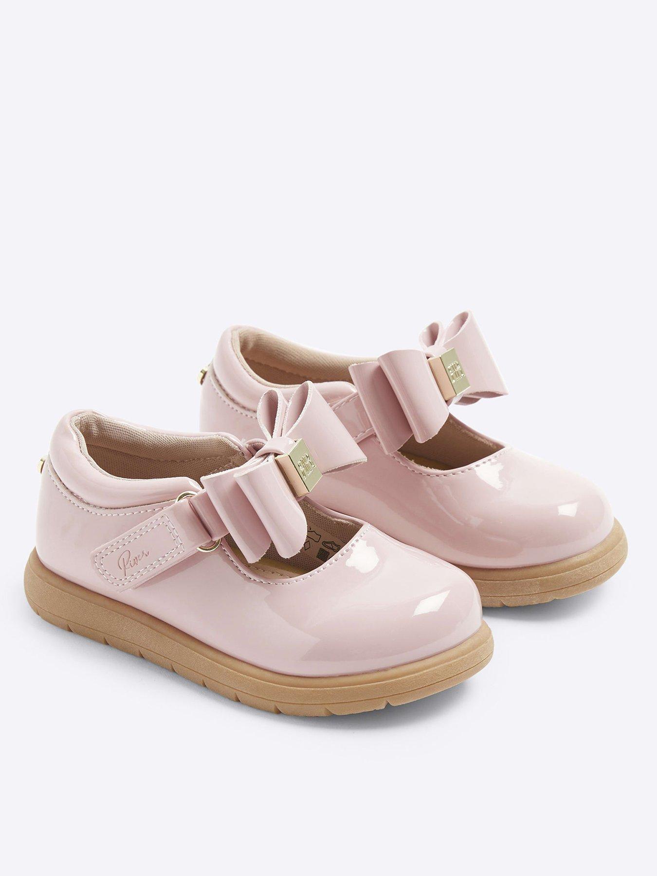 River Island Mini Girls Patent Bow Mary Jane Shoes Pink