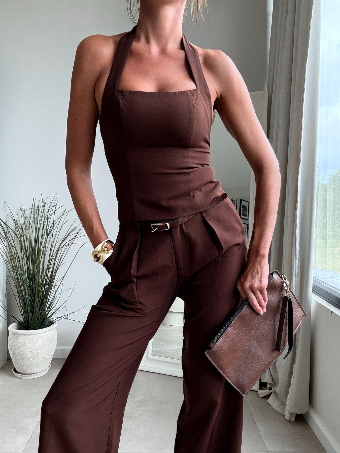 Style Cheat Compact Halter Top - Brown