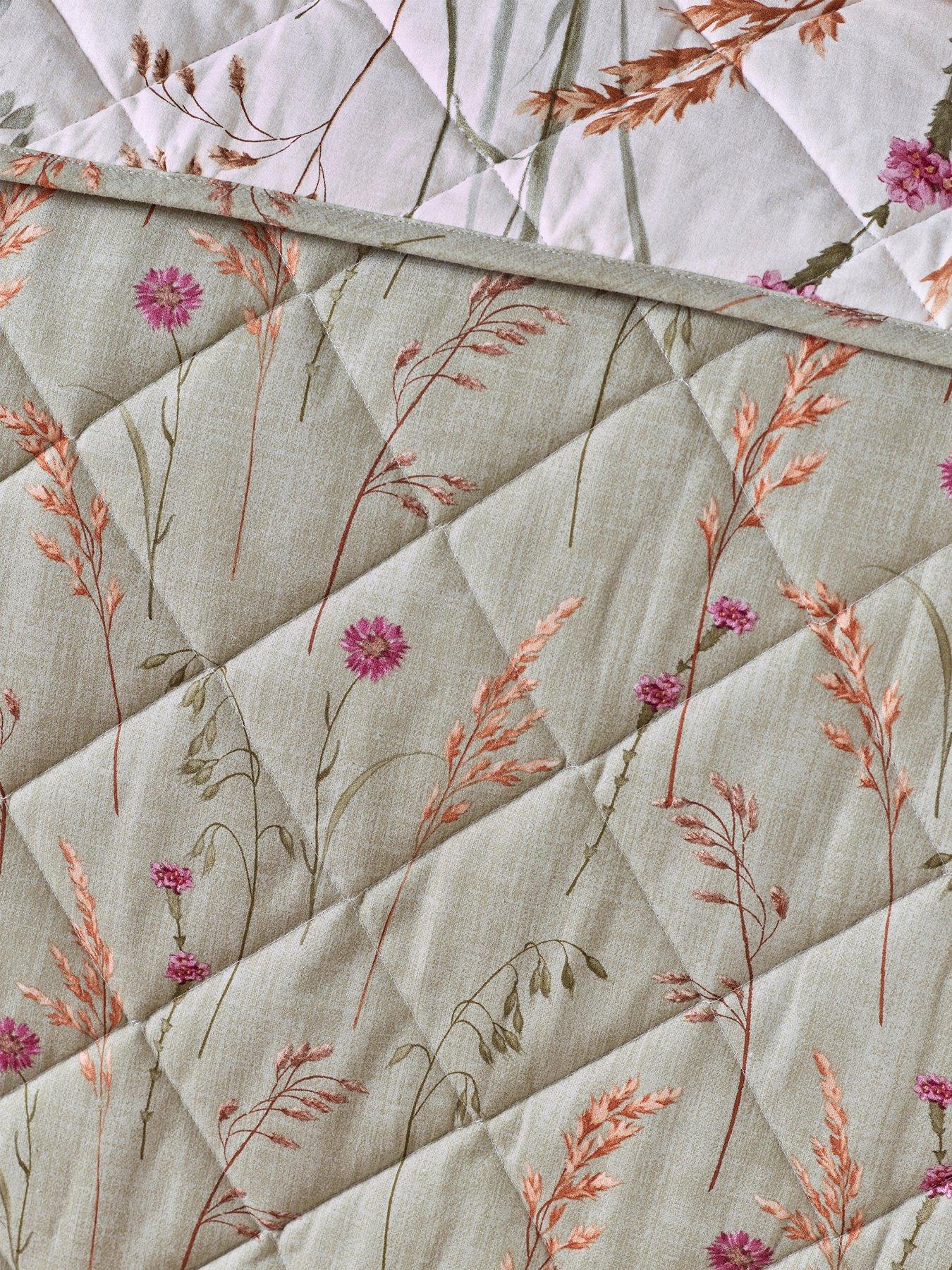  image of catherine-lansfield-brushed-cotton-cotton-grasmere-floral-bedspread-200x220cm