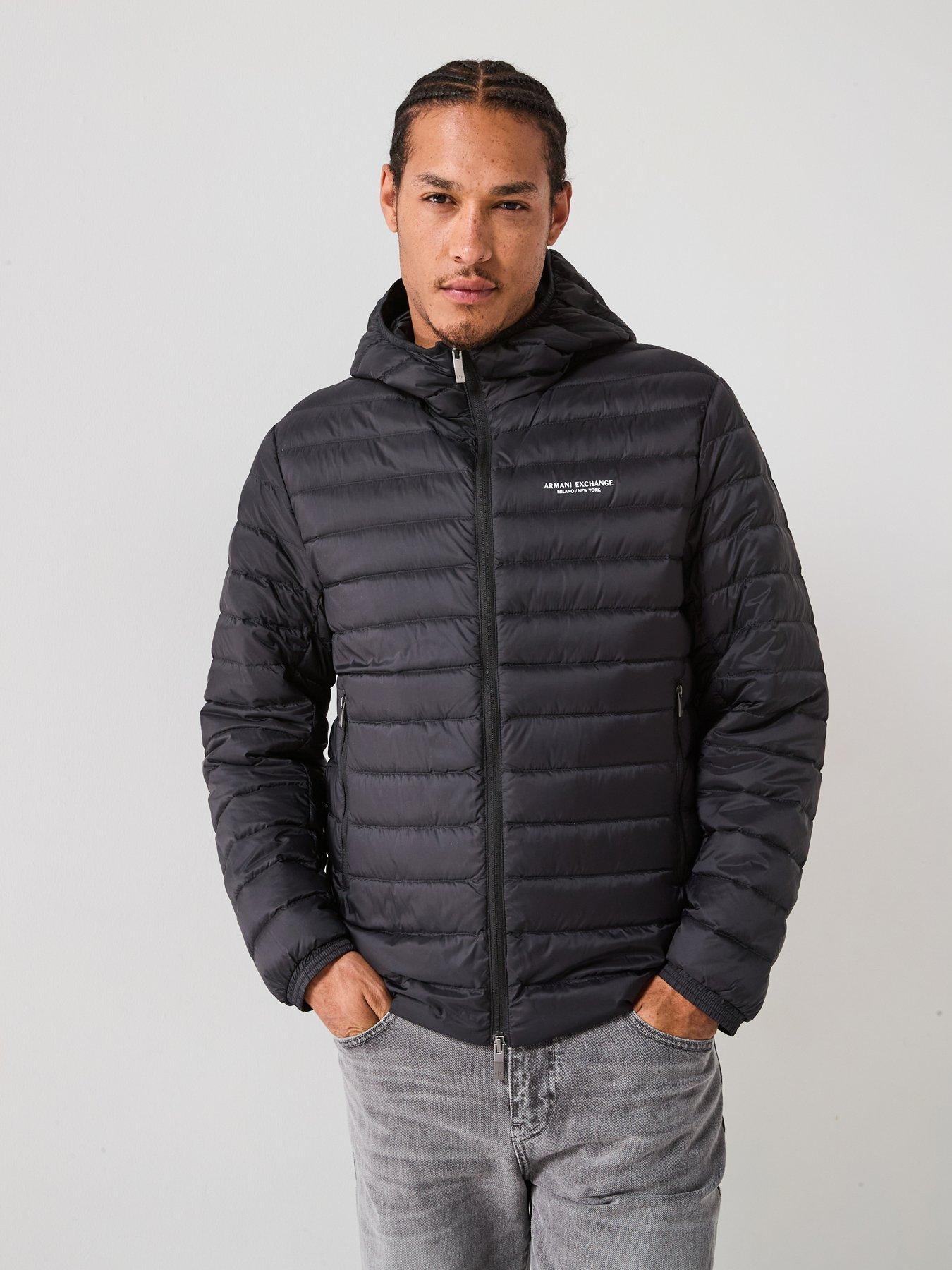 Image 1 of 6 of Armani Exchange Padded Hooded Jacket - Black