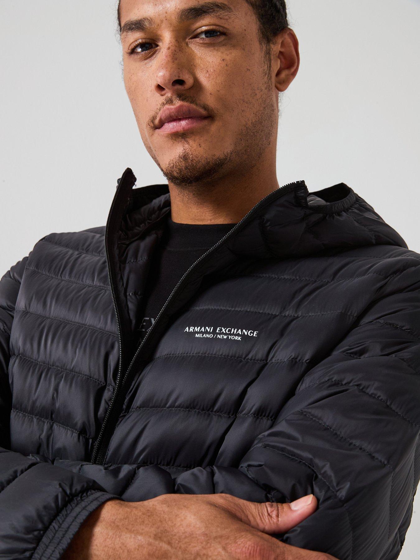 Image 4 of 6 of Armani Exchange Padded Hooded Jacket - Black