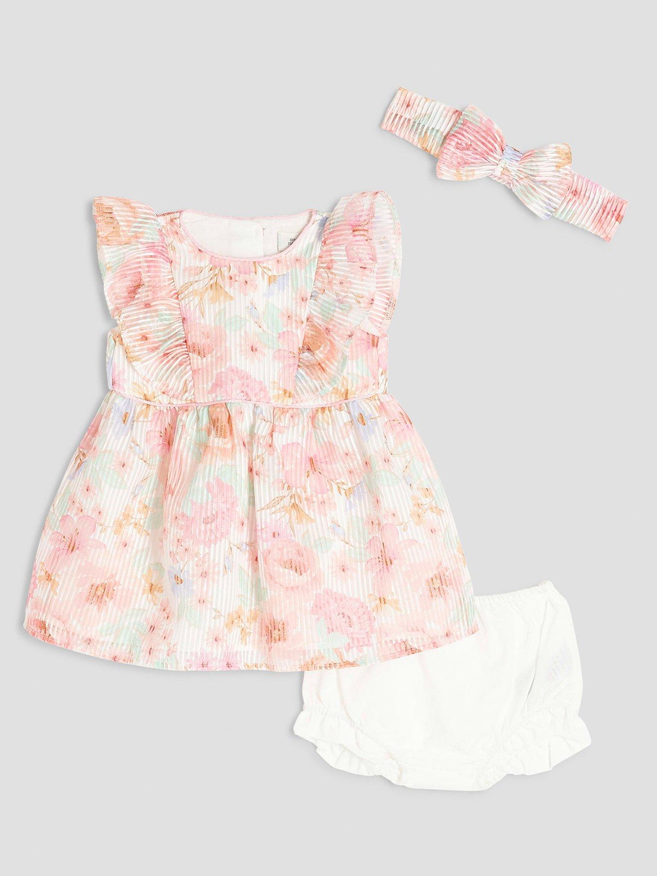 undefined Girls Floral Bow Dress - Orange