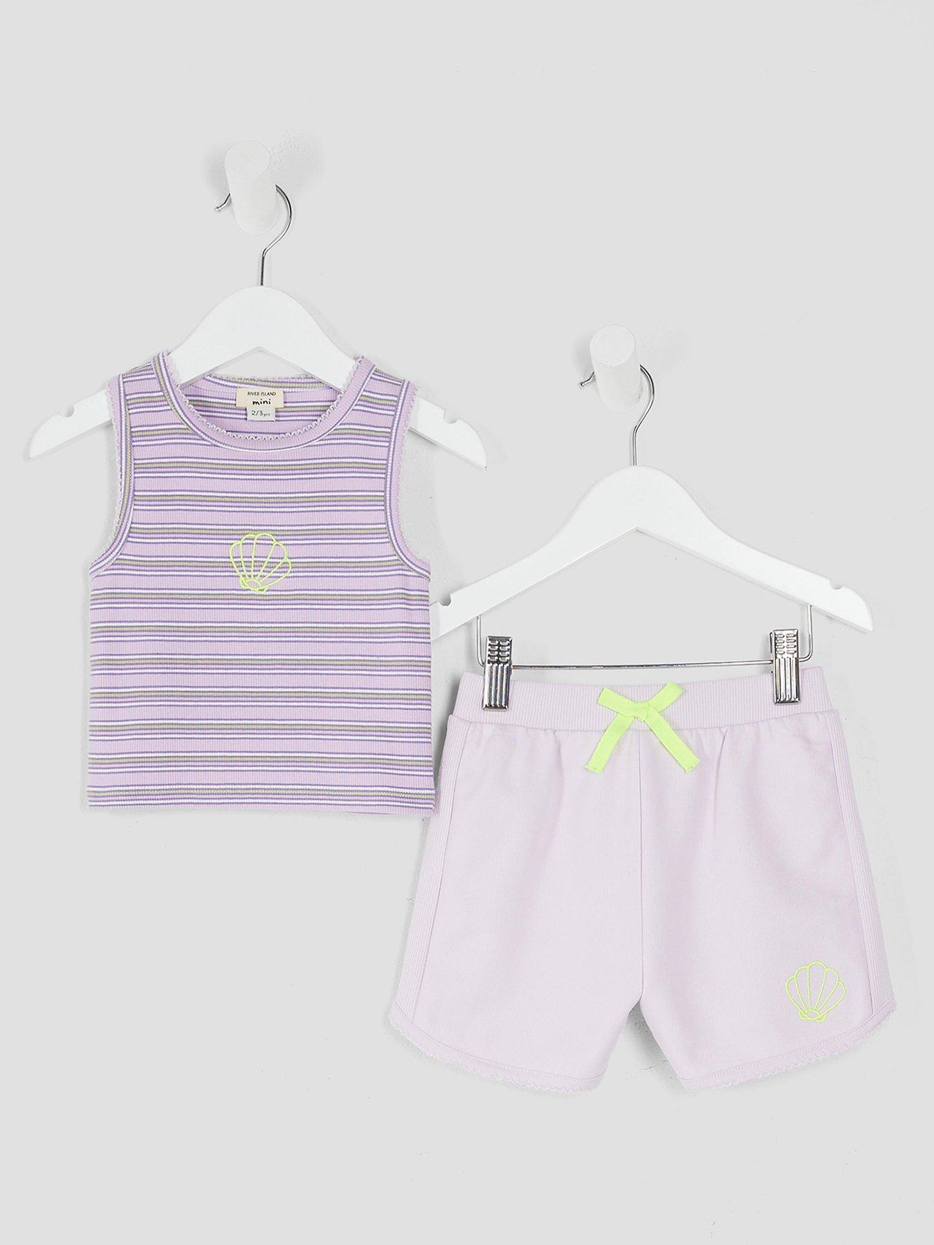 undefined Mini Girls Stripe Rib Set - Purple