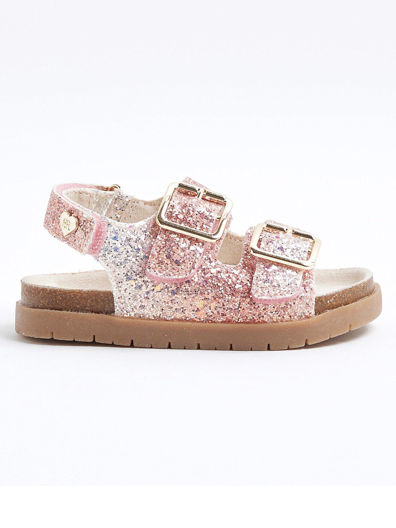 undefined Girls Glitter Ombre Footbed Sandal - Pink - Orange