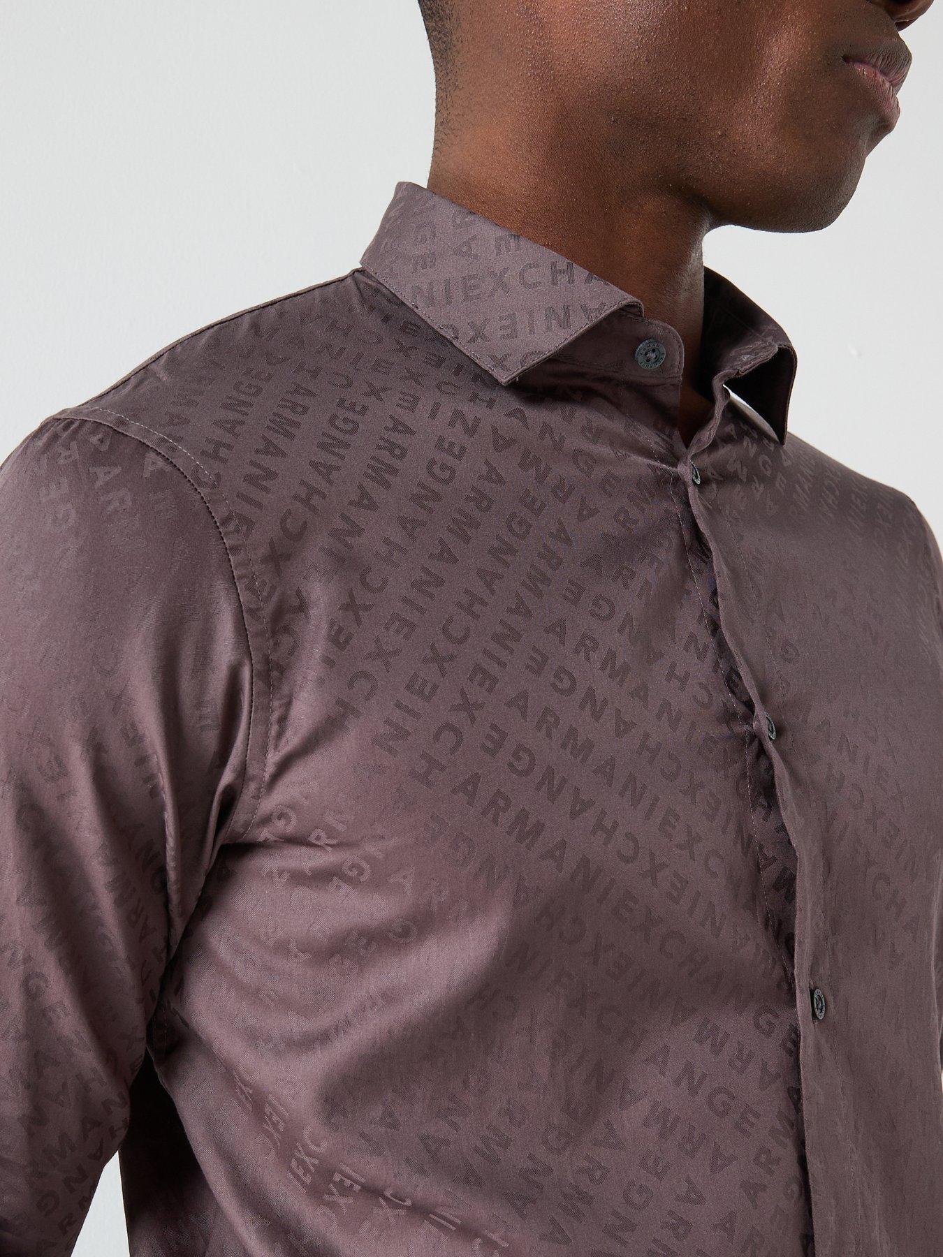  image of armani-exchange-all-over-logo-long-sleeve-shirt-black