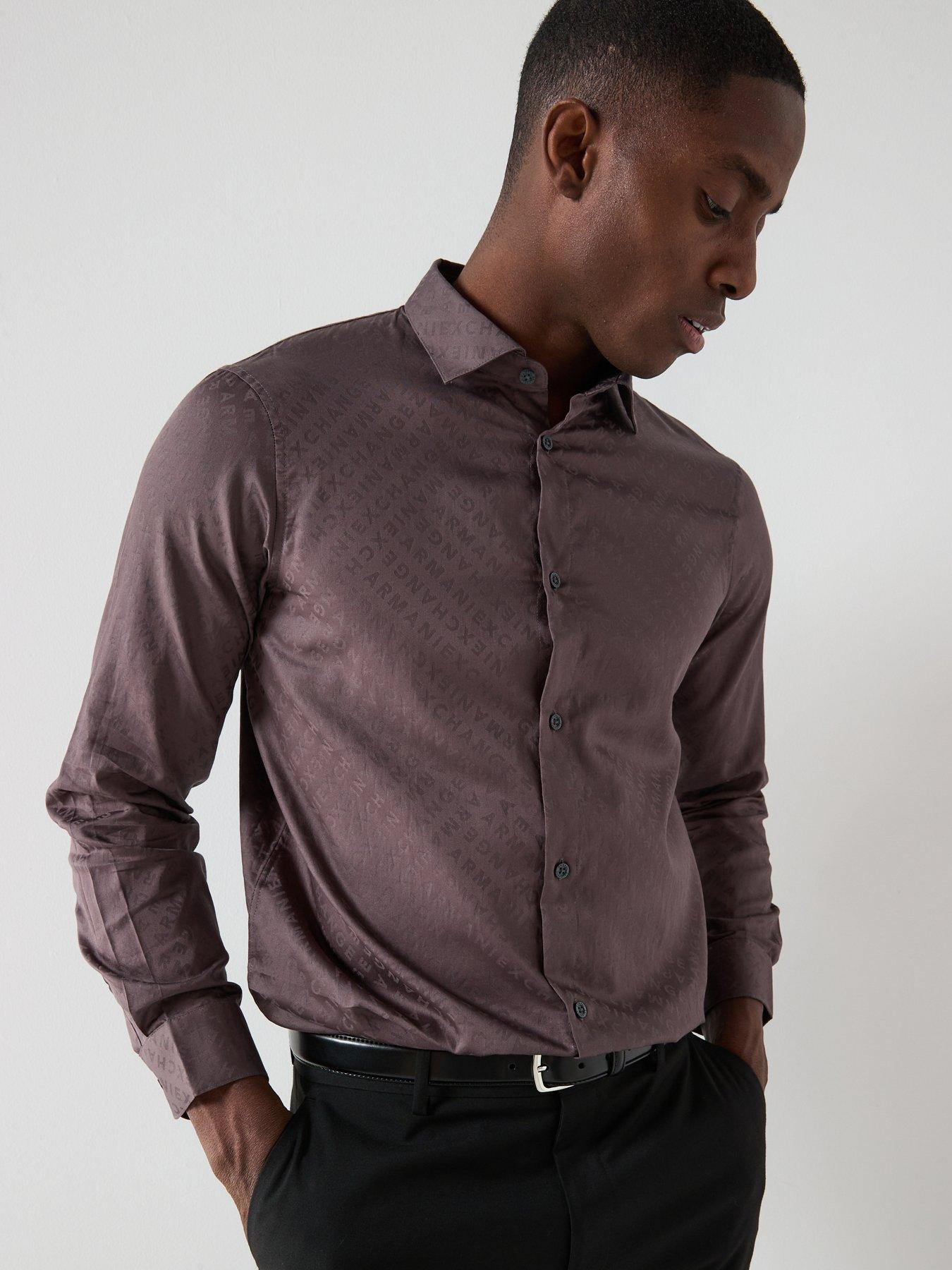  image of armani-exchange-all-over-logo-long-sleeve-shirt-black