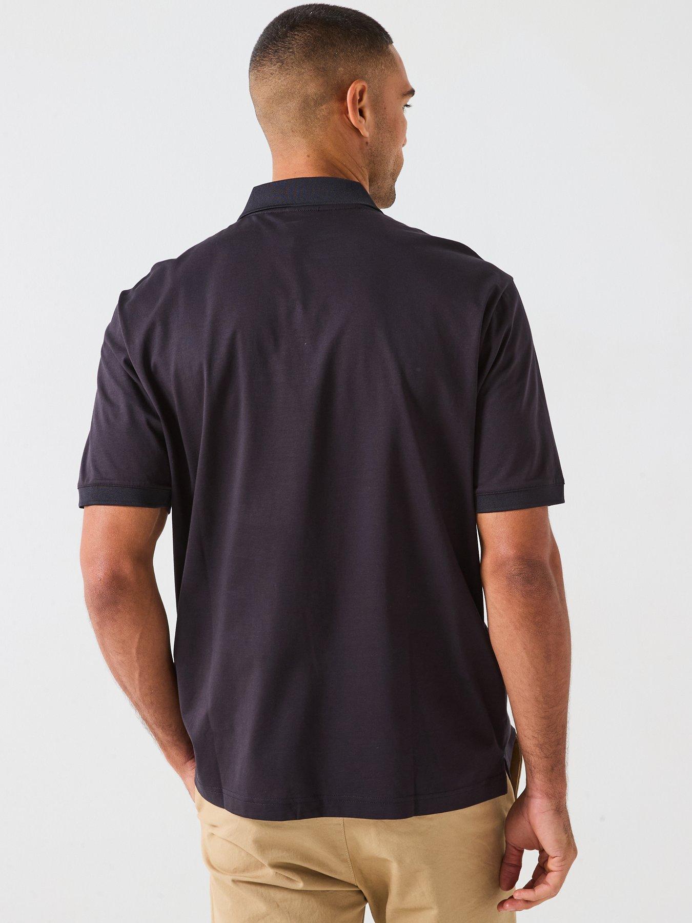 Image 2 of 6 of Armani Exchange Zip Neck Polo Shirt - Navy