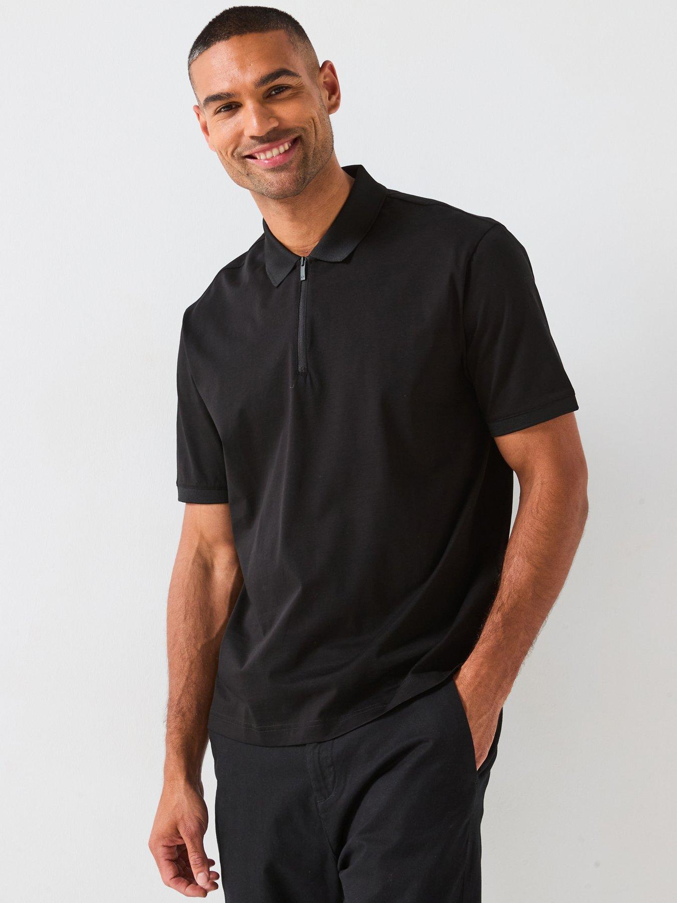 armani-exchange-zip-neck-polo-shirt-black