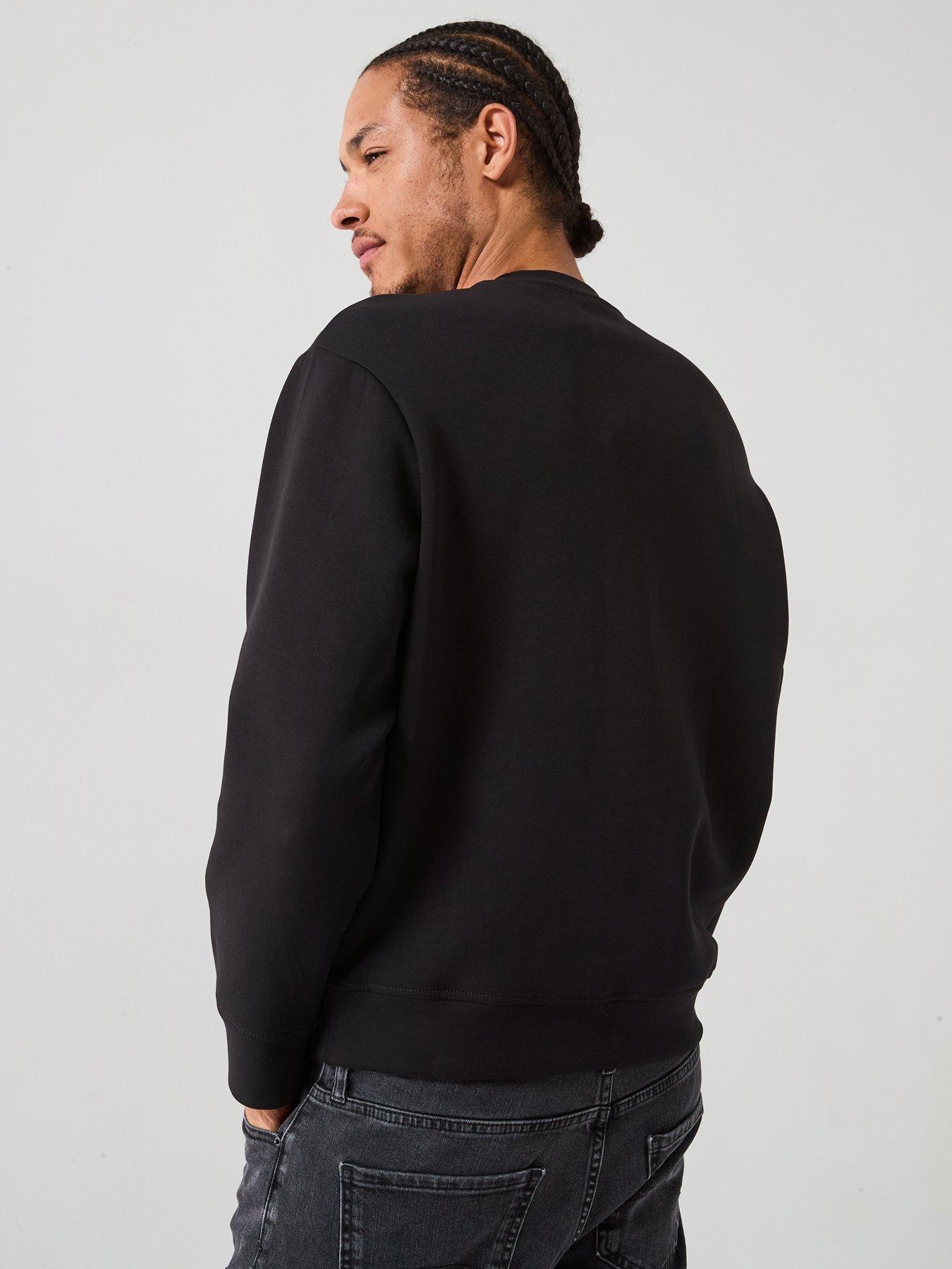 stillFront image of armani-exchange-gold-box-logo-crew-sweatshirt-black