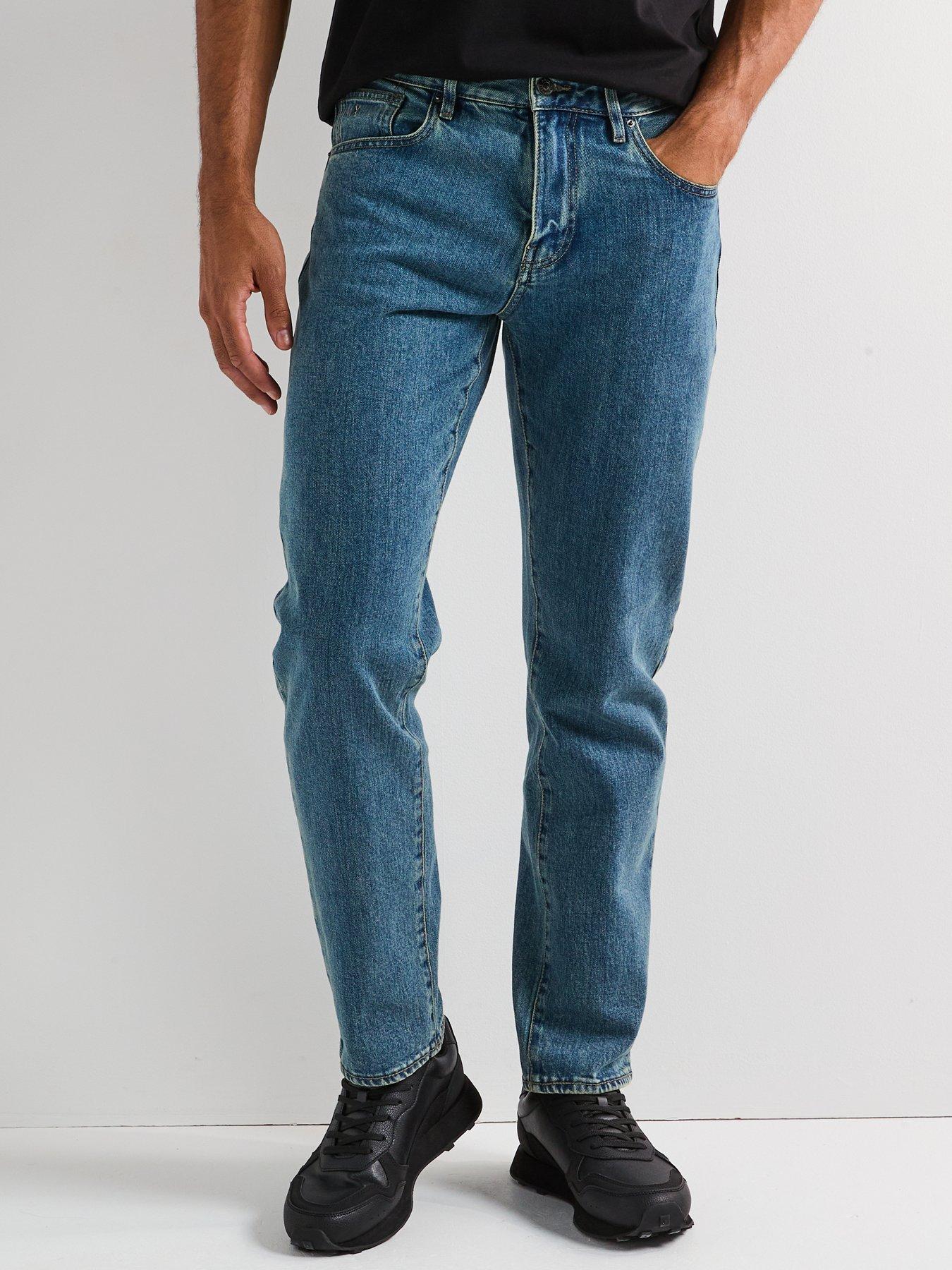 front image of armani-exchange-comfort-tapered-fit-jeans-mid-wash