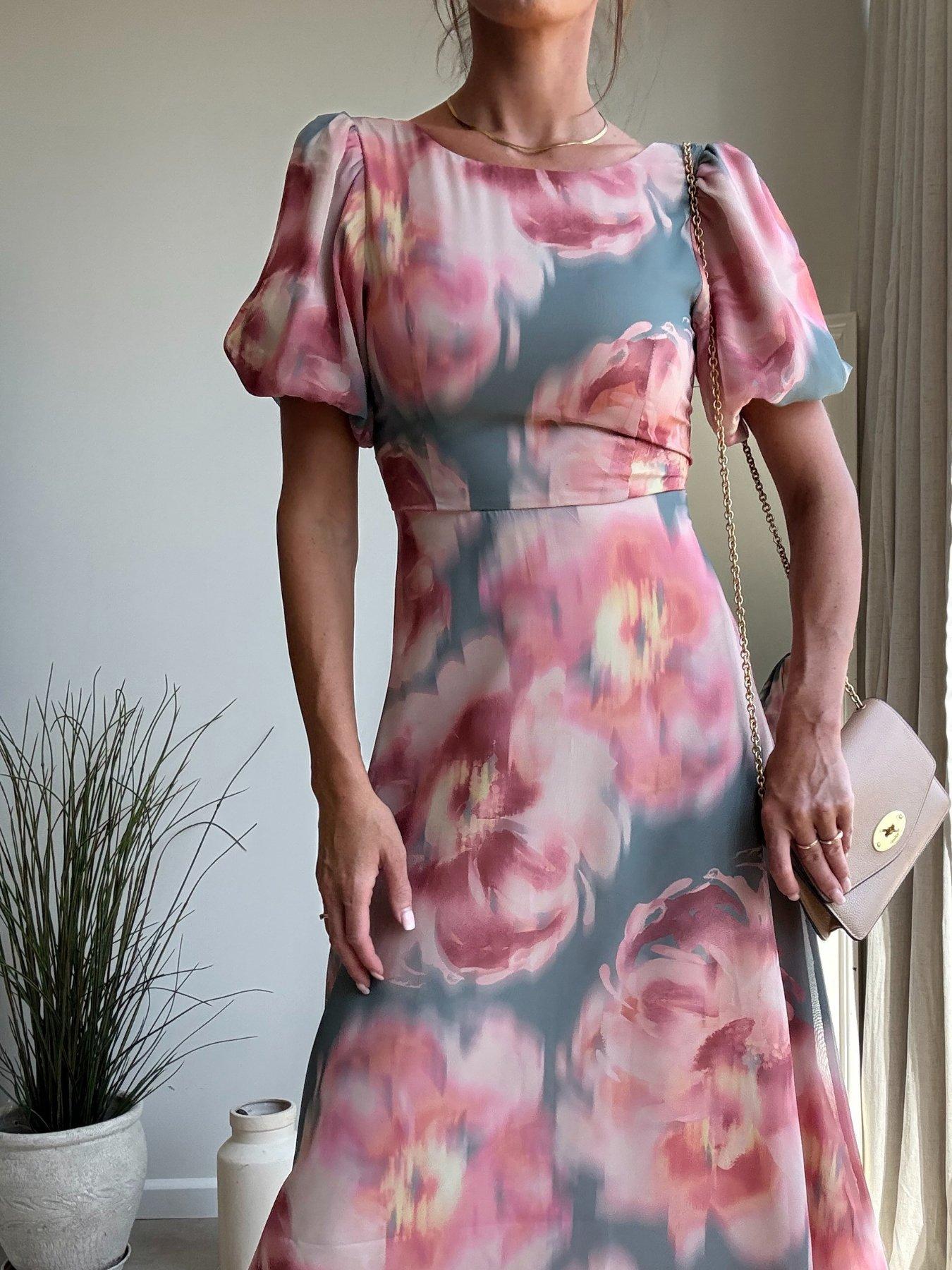 Image 4 of 4 of Style Cheat Puff Sleeve Midi Dress - Multi