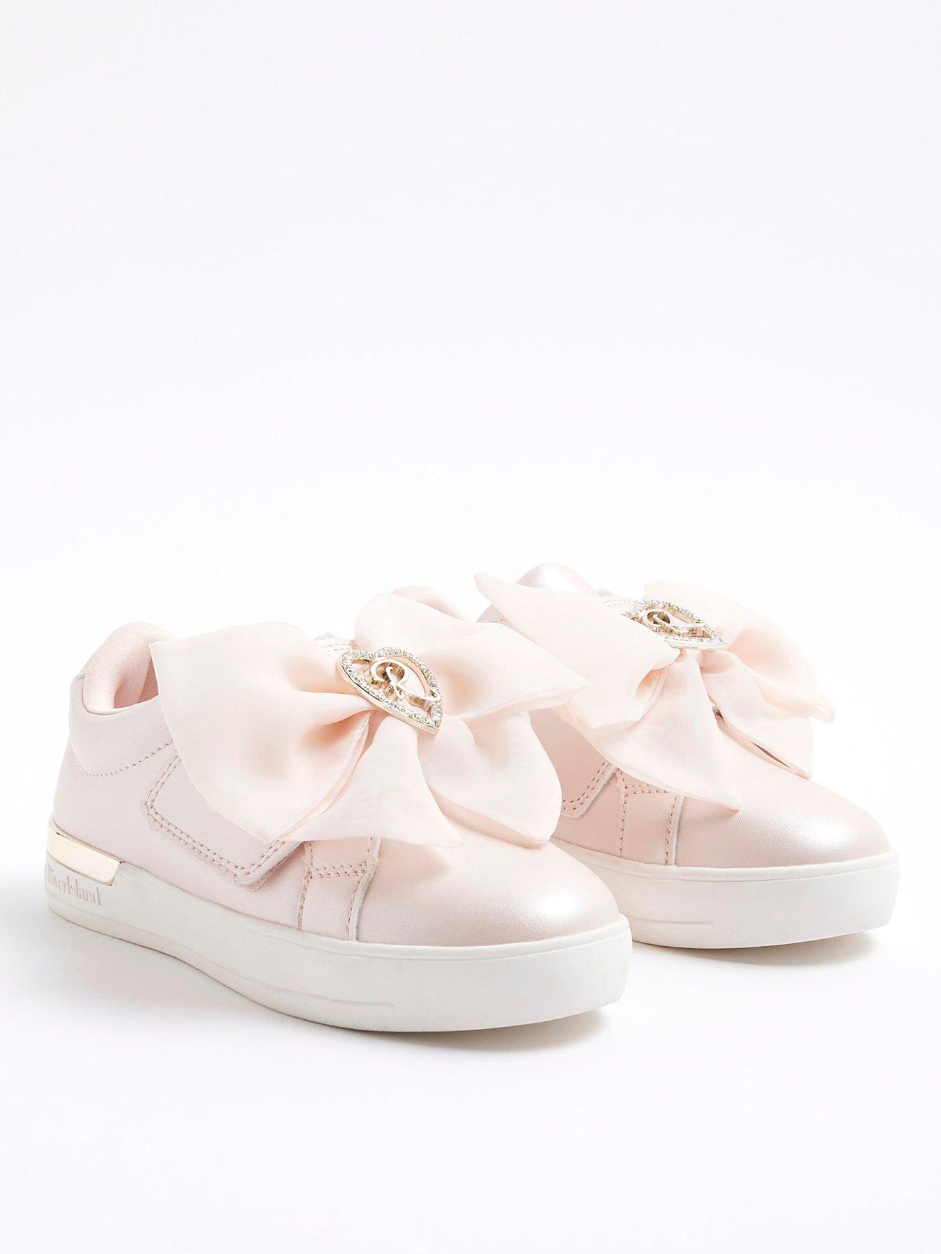 Image 2 of 5 of River Island Older Girls Organza Bow Trainers - Pink