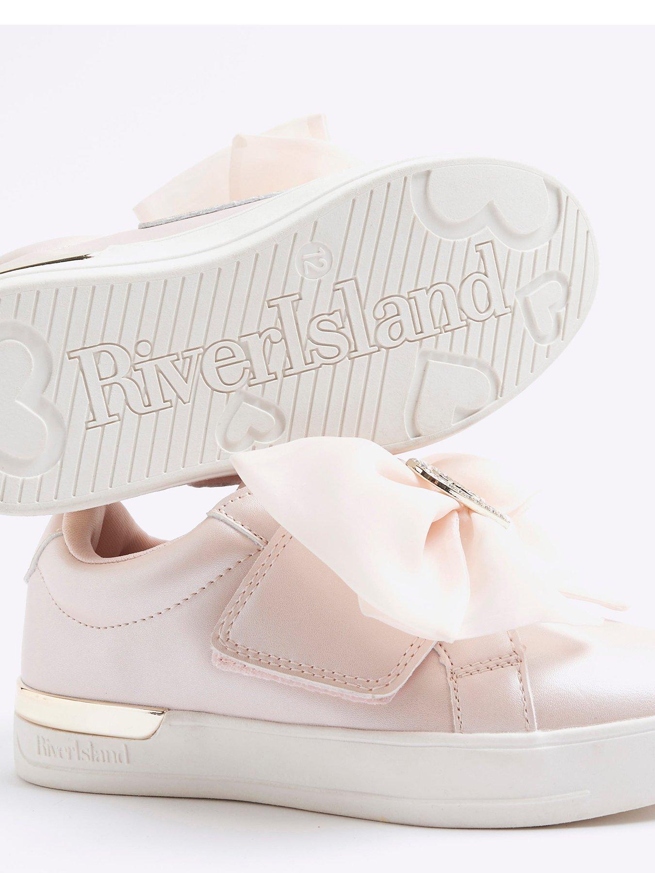 Image 4 of 5 of River Island Older Girls Organza Bow Trainers - Pink