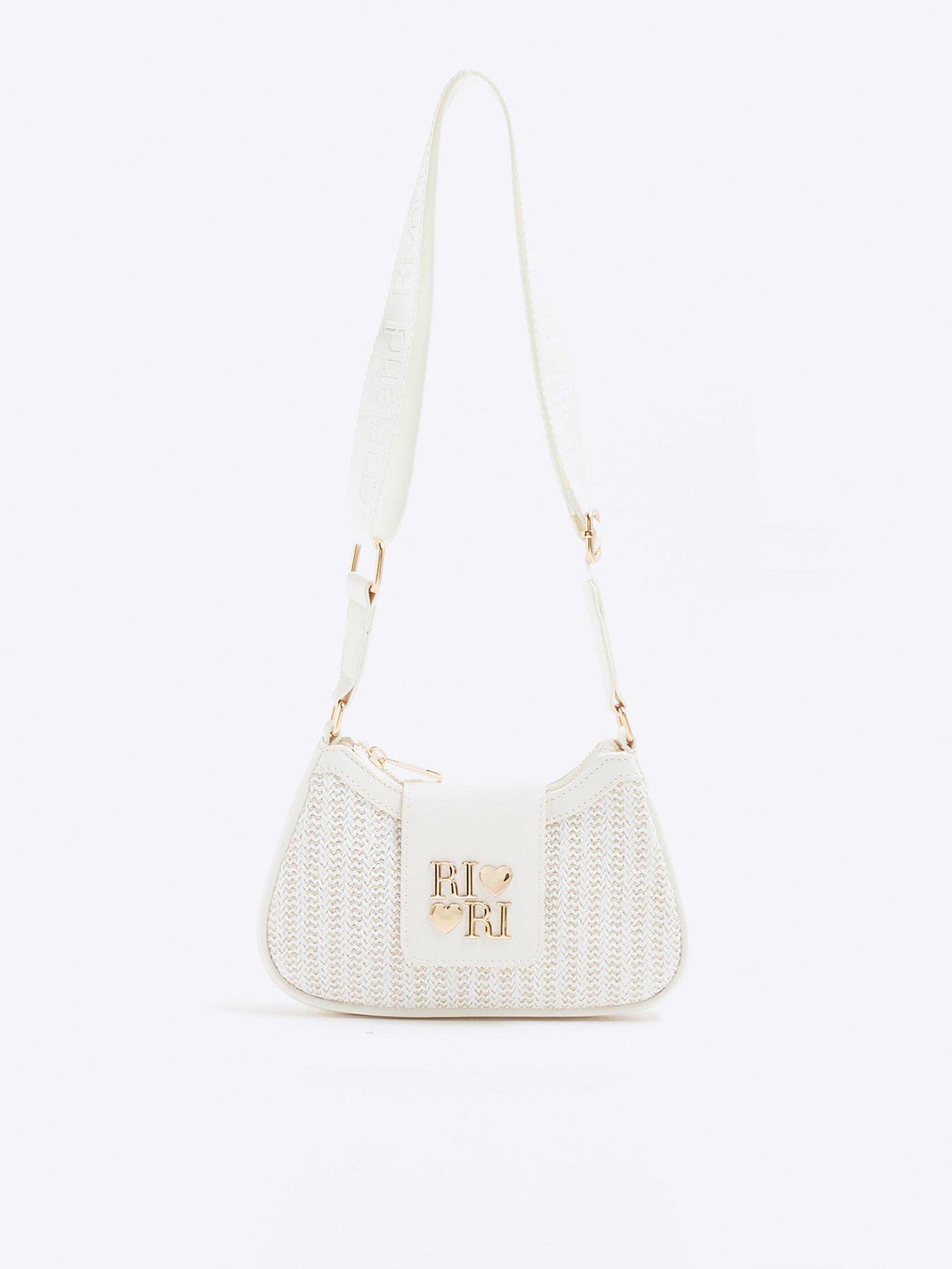 undefined Older Girls Raffia Cross Body Bag - White
