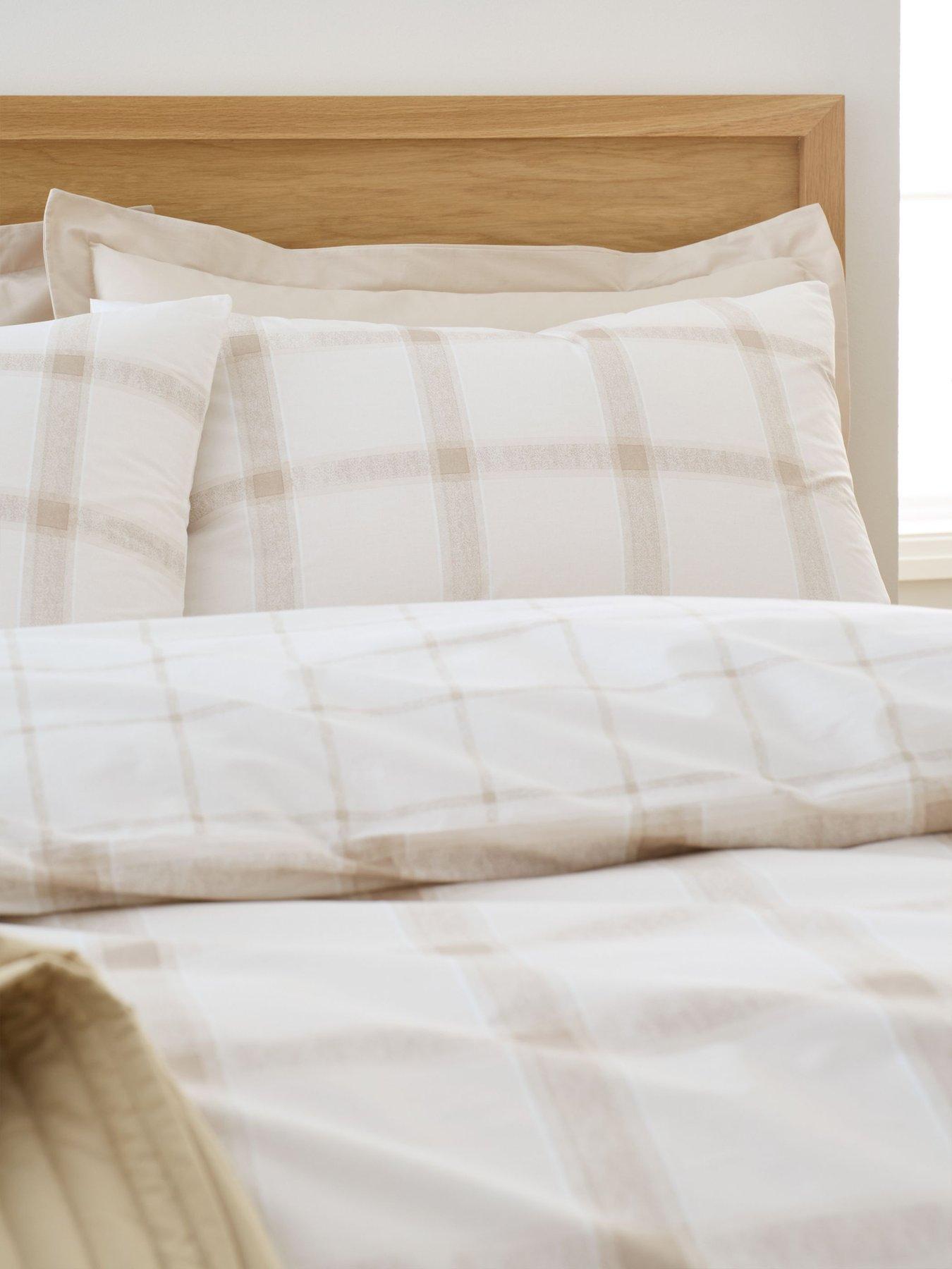 Image 5 of 6 of Bianca Oxton Check 200 Thread Count Cotton Reversible Duvet Set Natural