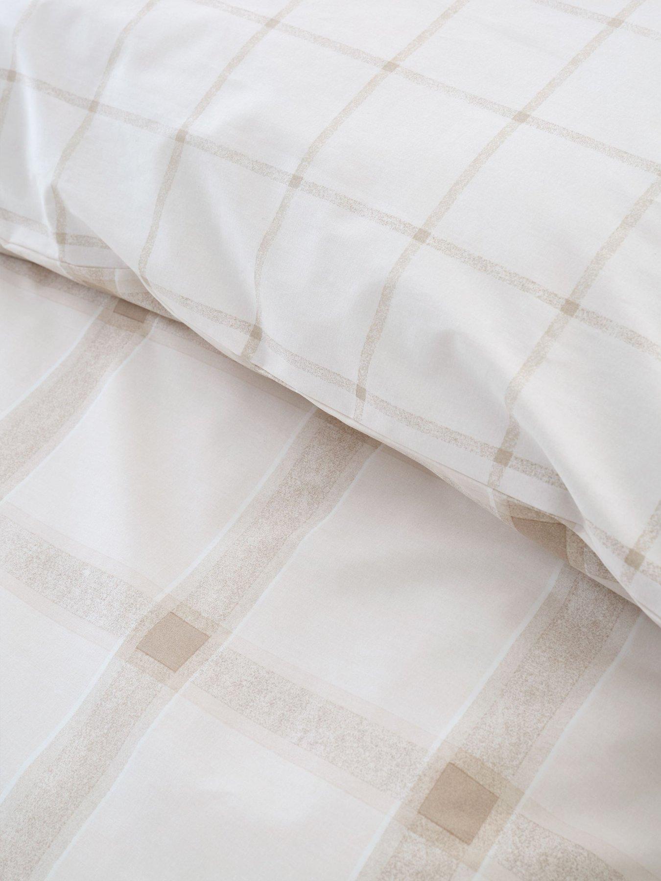 Image 6 of 6 of Bianca Oxton Check 200 Thread Count Cotton Reversible Duvet Set Natural