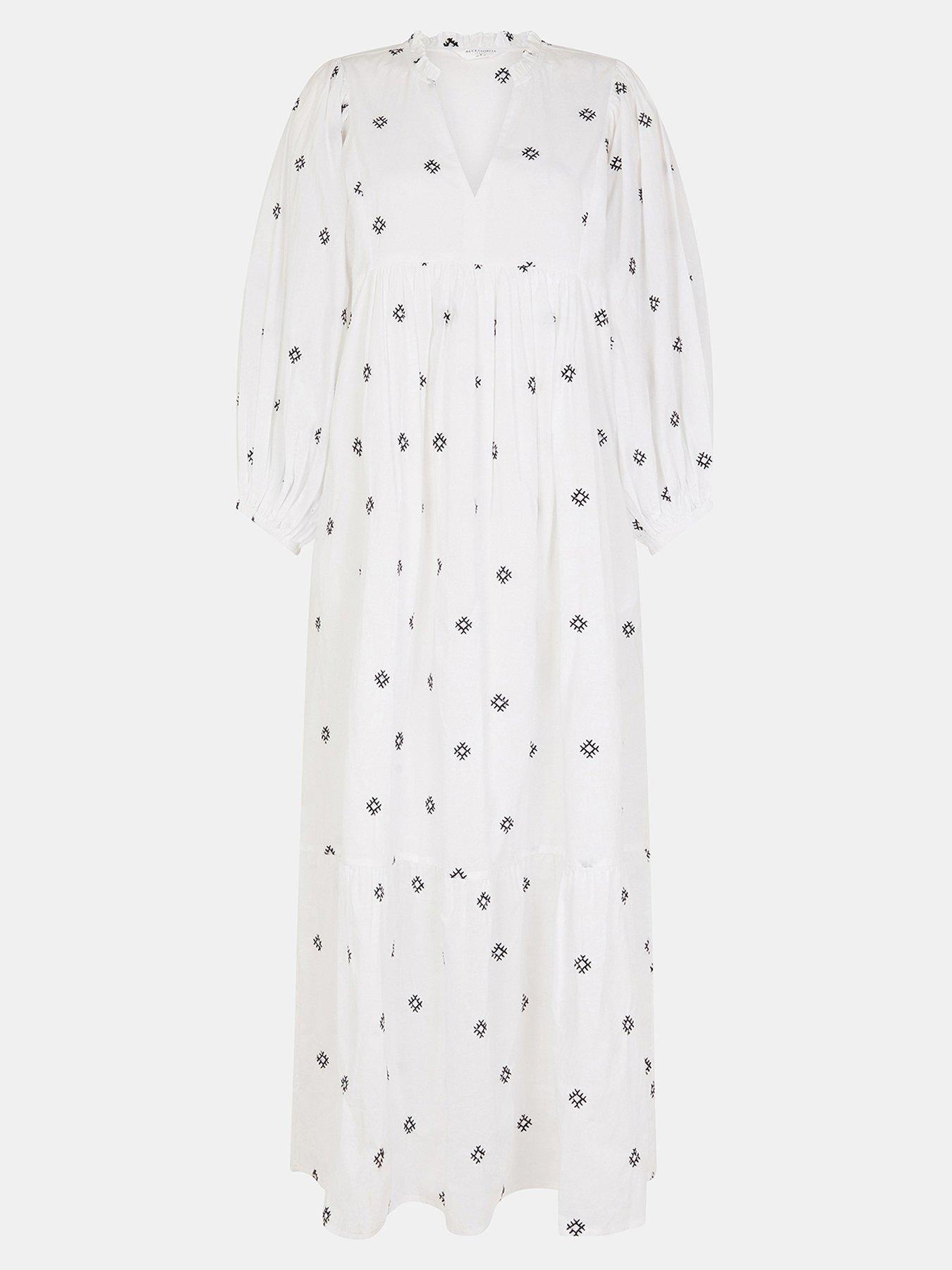 image of accessorize-embroidered-long-sleeve-maxi-dress-white