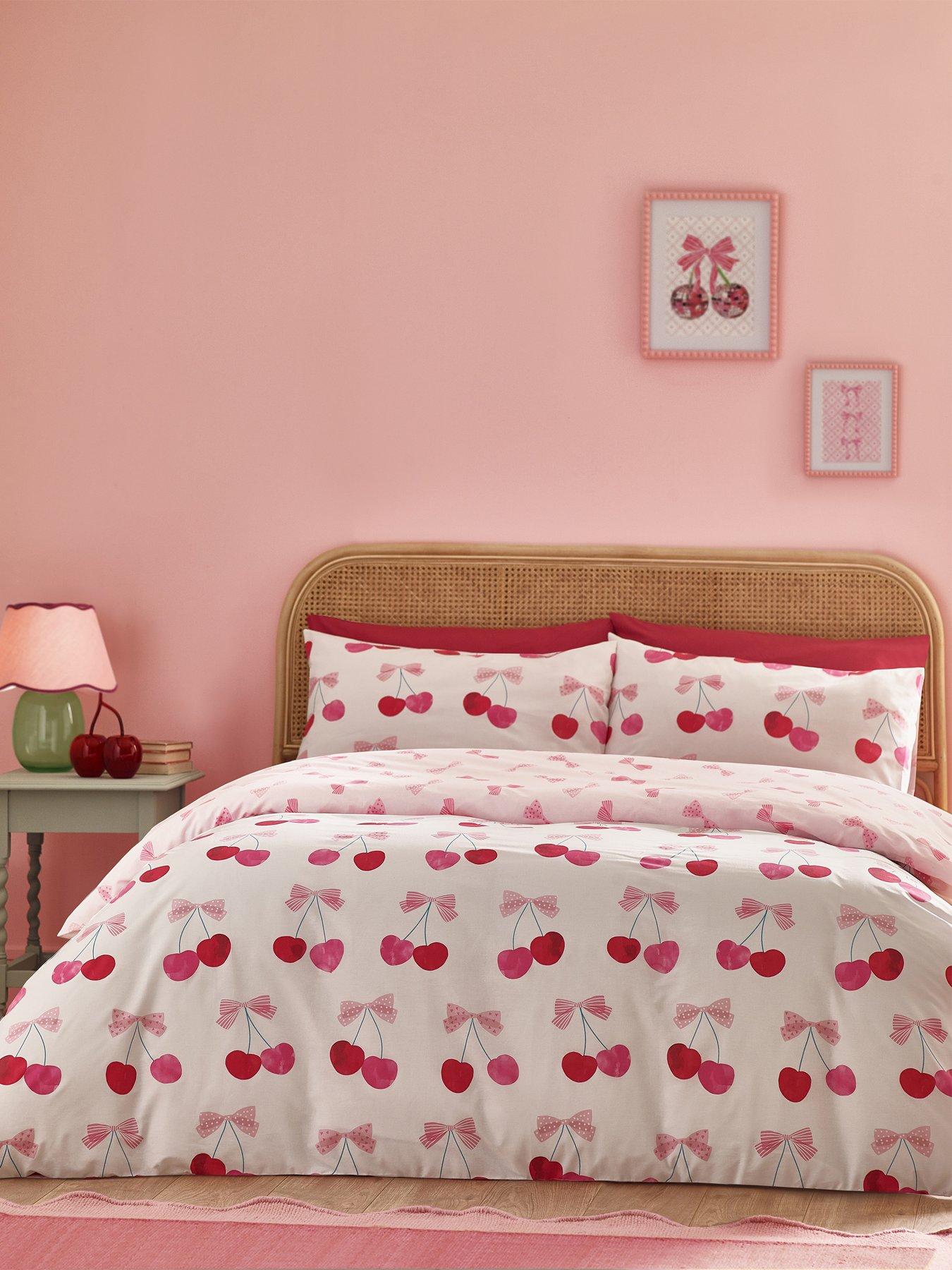 Image 1 of 6 of Catherine Lansfield Cherries And Bows Duvet Set