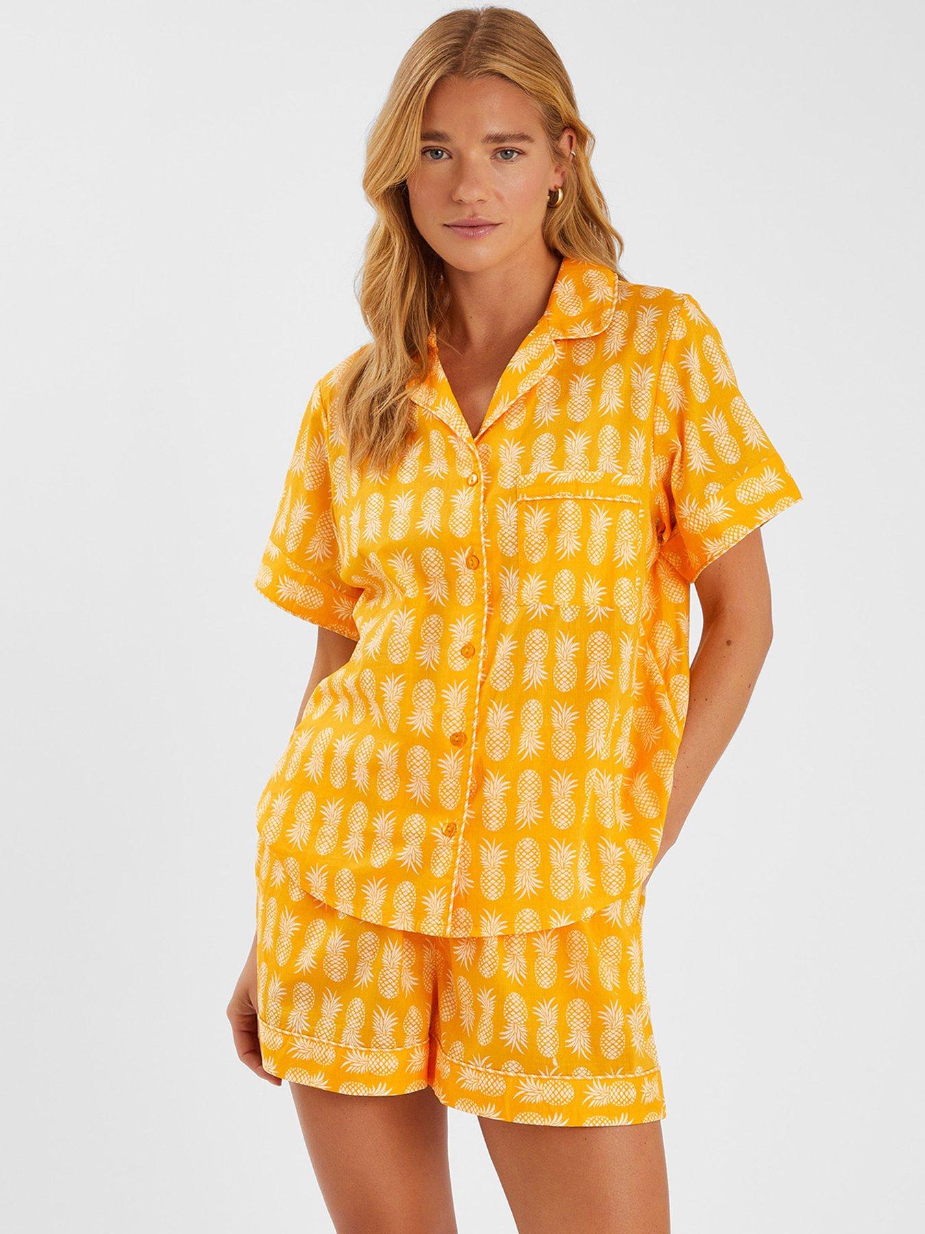 undefined Pineapple Print Short Pyjamas Set - Yellow