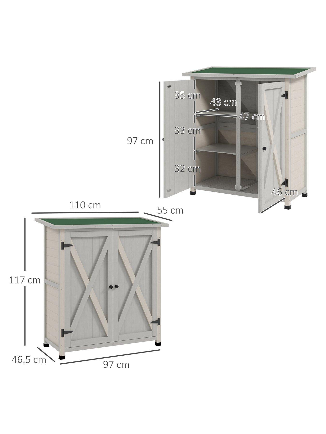  image of outsunny-wood-garden-storage-shed-tool-cabinet-w-shelves-light-grey