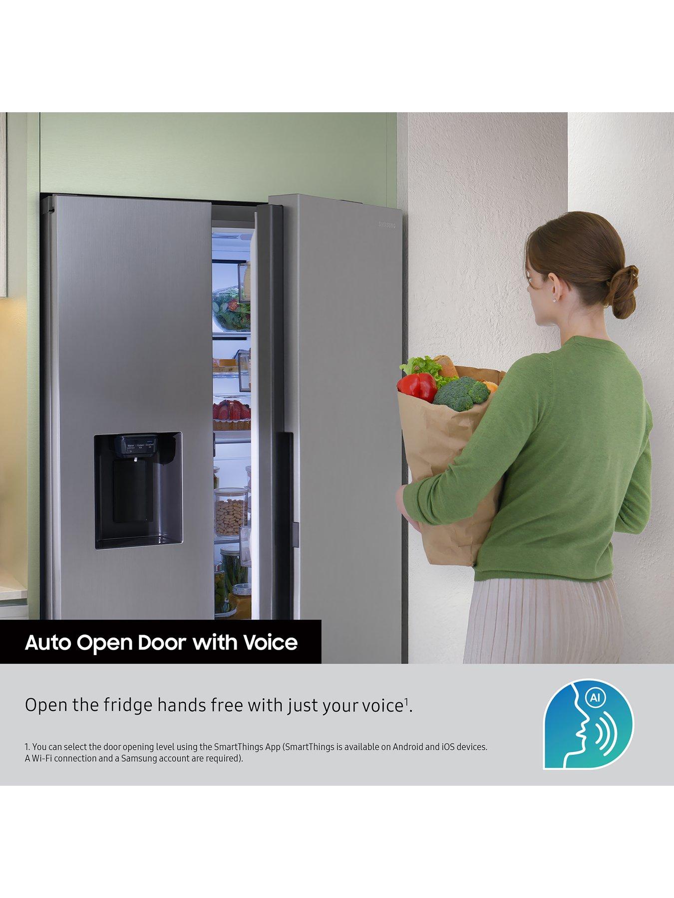  image of samsung-series-8-on-device-bixby-rs80f66kbt-wifi-connected-plumbed-total-no-frost-american-fridge-freezer-silver-b-rated